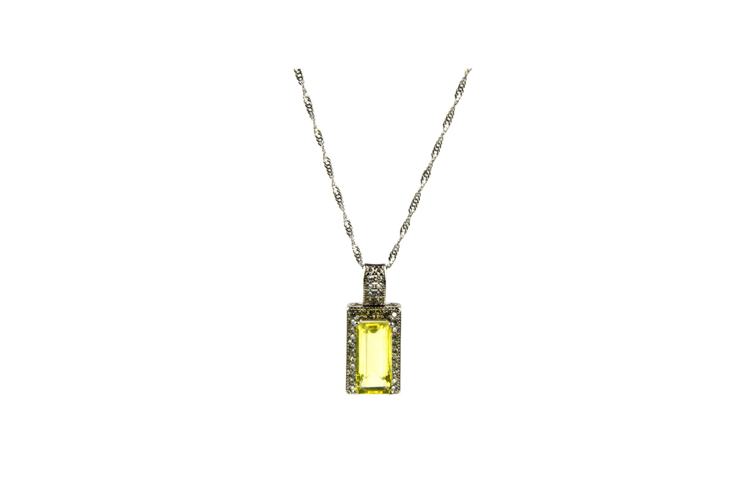14K White Gold Plated Lemon Quartz Pendant Necklace for Women - 12 Piece Wholesale Lot | Elegant Jewelry Gift for Birthday, Anniversary & Special Occasions