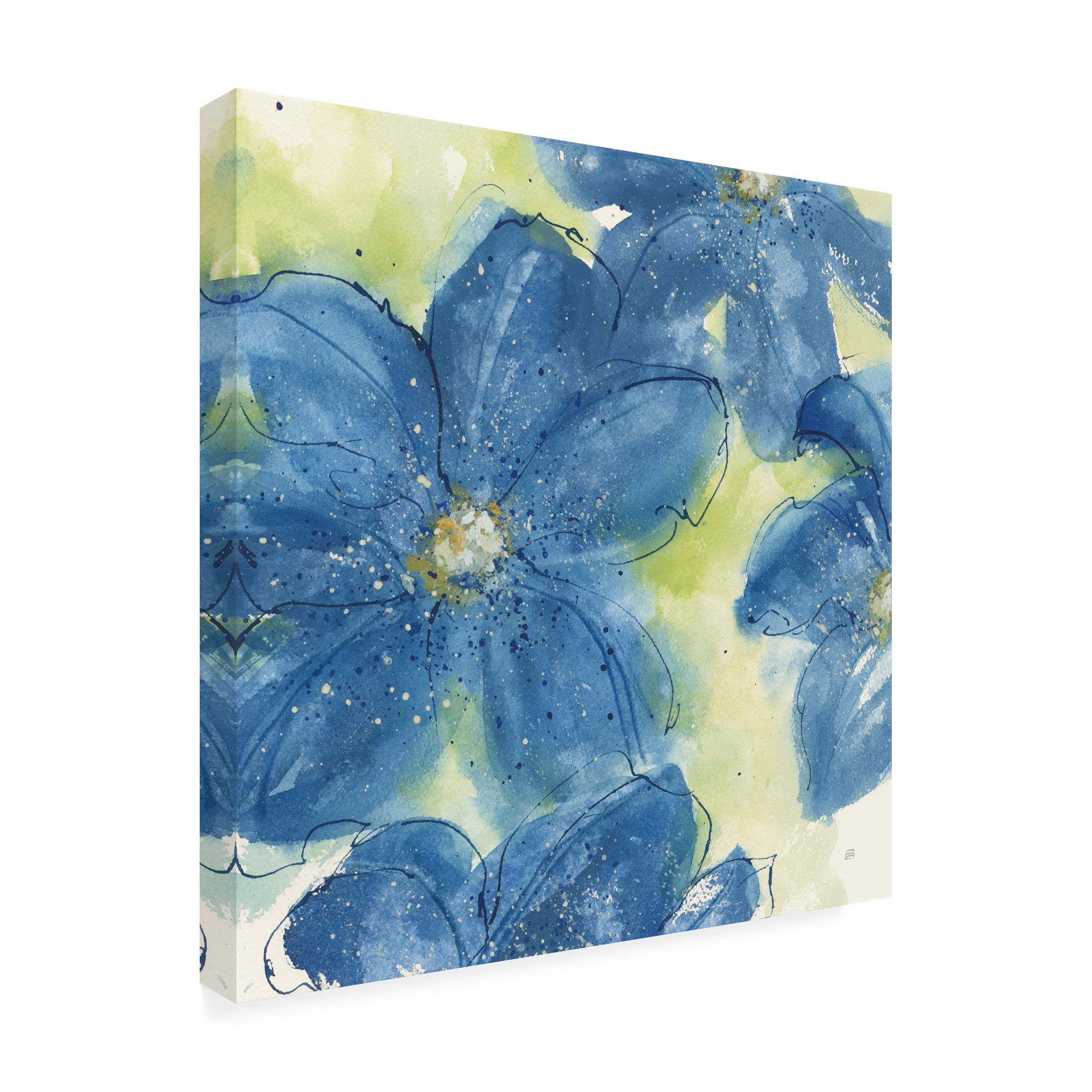 Chris Paschke 'Starlight Clematis II' Floral Canvas Wall Art - Handmade Modern Home Decor for Living Room, Bedroom & Office - Perfect Gift for Housewarming & Wedding