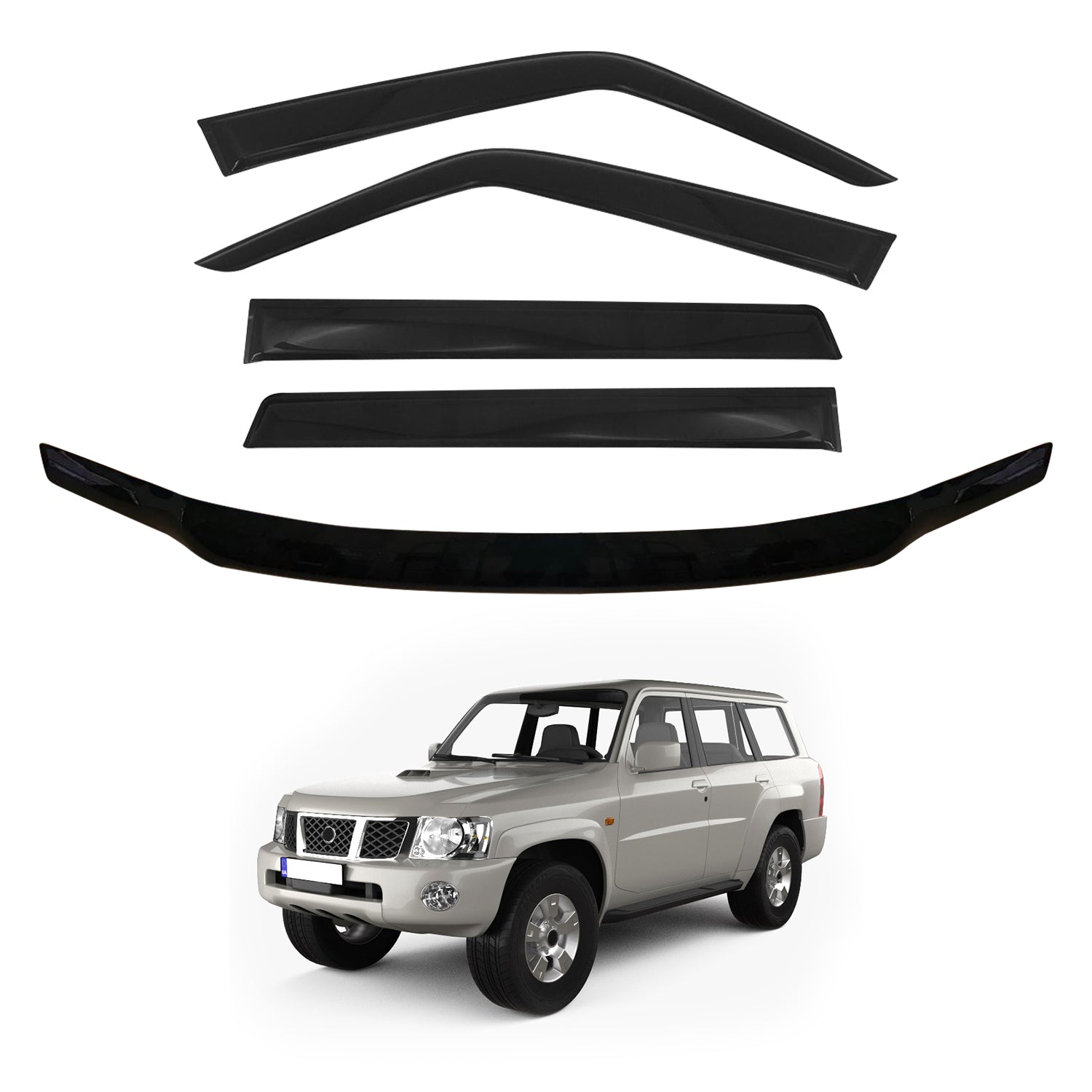 Weather Shields & Bonnet Protector for Nissan Patrol GU Y61 (2004-2015) - Rain Protection & UV Defense for Off-Road Adventures & Daily Commuting