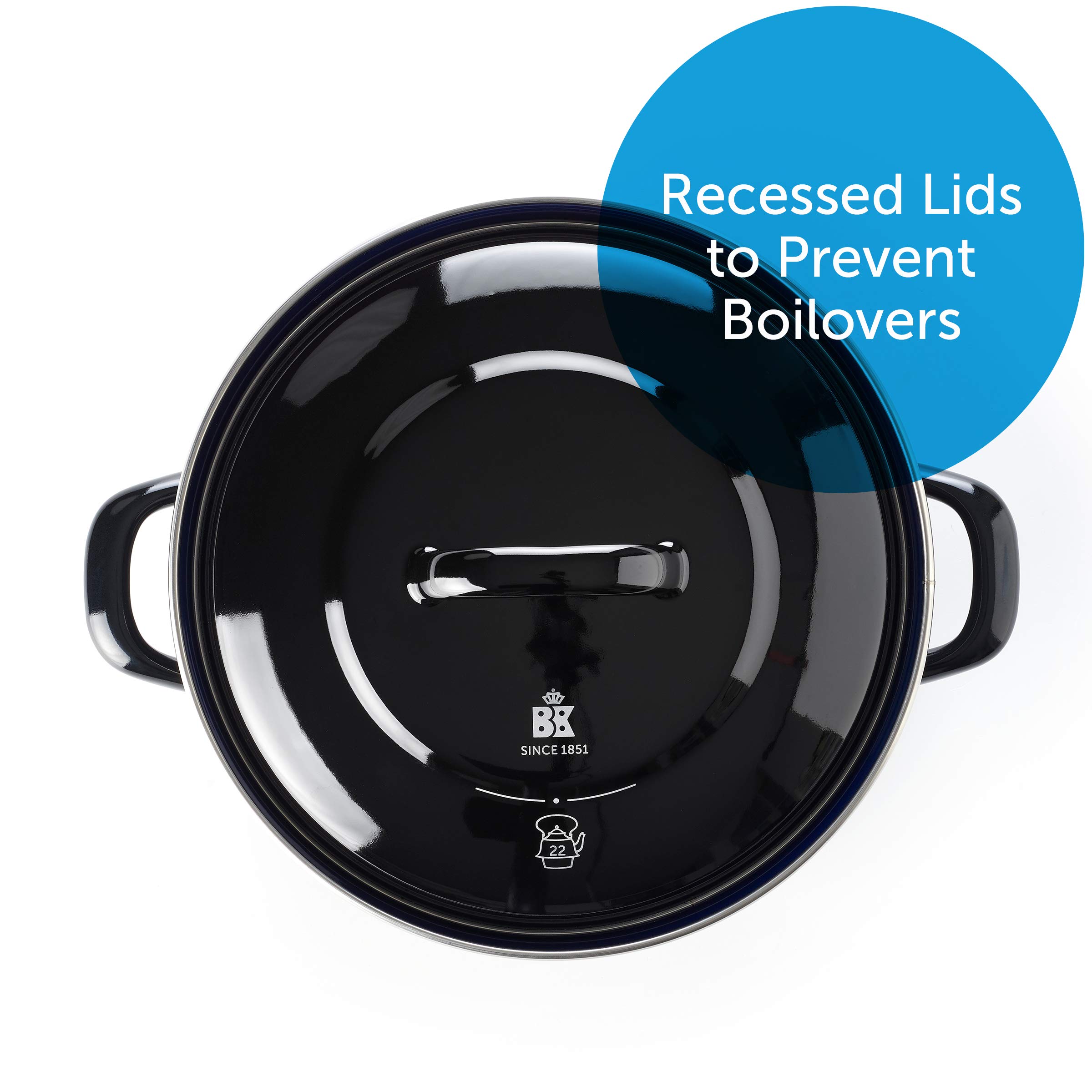Indigo Aluminum Heavy-Gauge Carbon Steel 5.5QT Dutch Oven with Nonstick Glaze - Induction Compatible, Dishwasher Safe, Black - Perfect for Braising, Stewing & Slow Cooking
