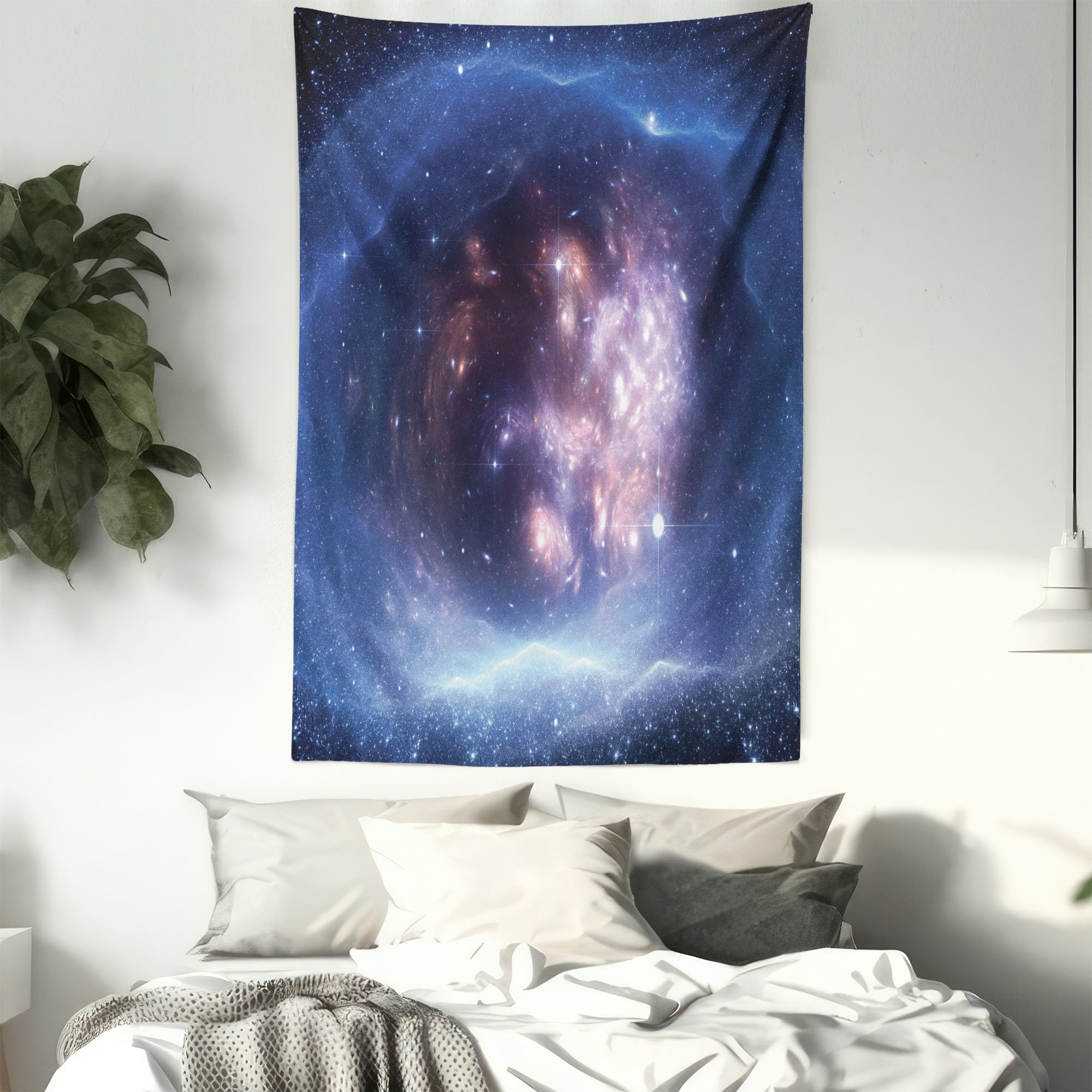 Ambesonne Outer Space Tapestry - Galaxy Nebula Star Clusters Astronomy Art Wall Hanging Decor for Bedroom, Living Room, Dorm - 23x28 Inches Indigo Purple - Perfect for Space Theme Rooms, Teen Bedrooms & Astronomy Lovers