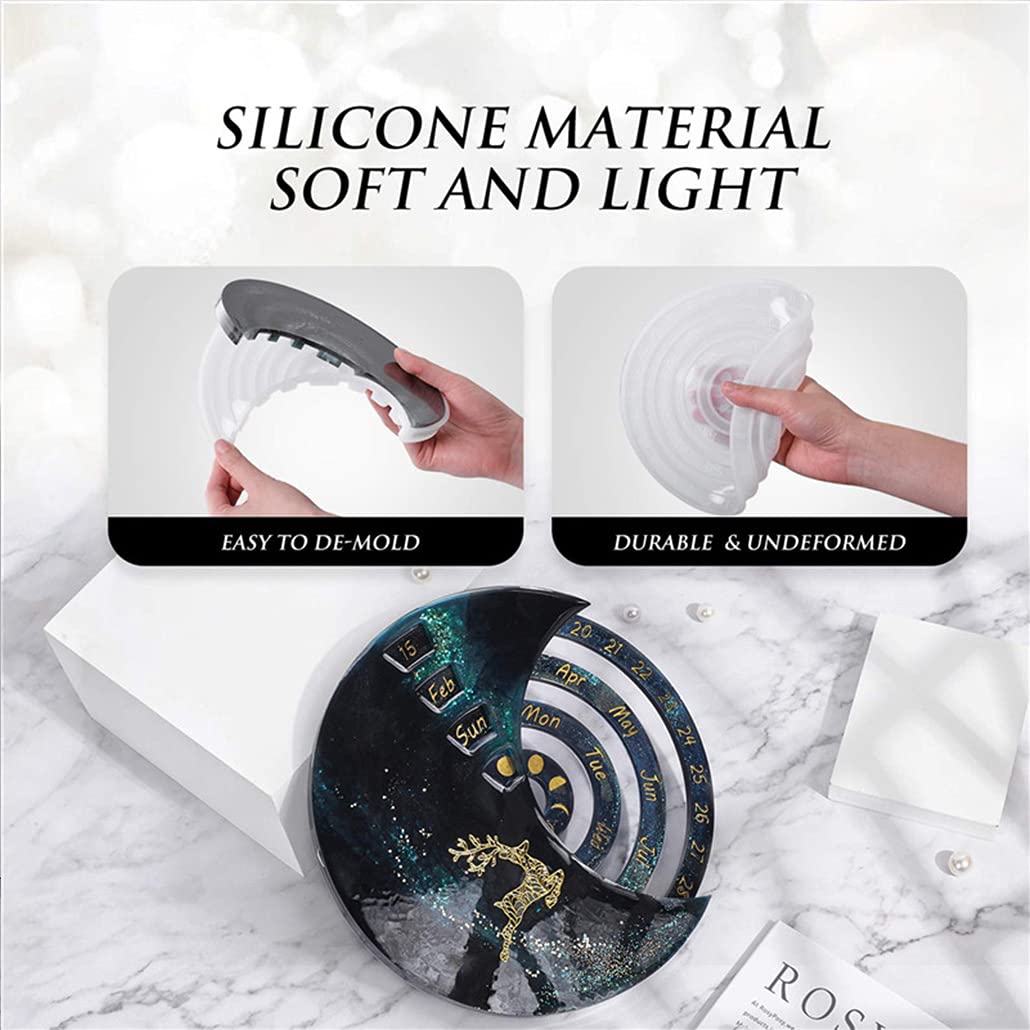 KyeeaDIY 3-Piece Rotatable Moon Phase Resin Molds Set - Perpetual Calendar Silicone Molds for Epoxy Casting, DIY Wall Art & Home Decor (Large Moon) | Perfect for Crafting, Gift Making & Boho Home Decoration
