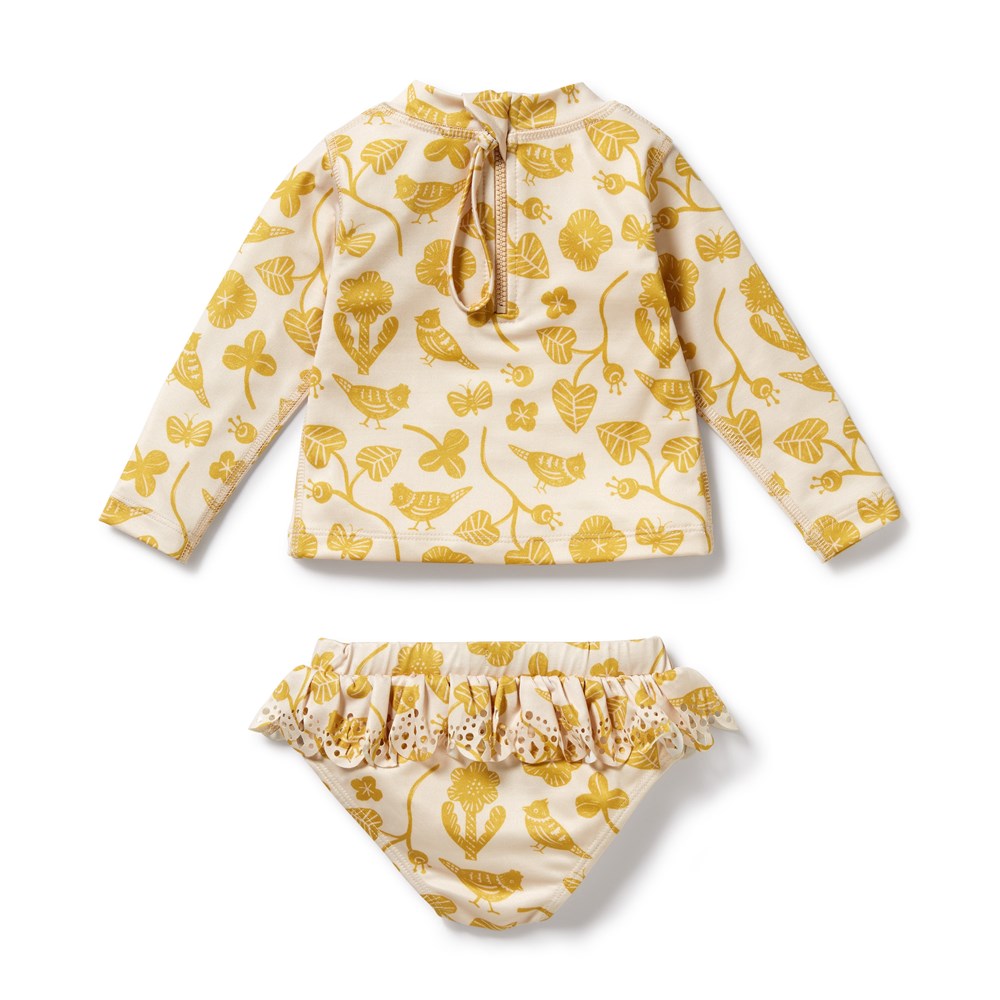 Goldie Floral Cutwork Rashguard Swim Set for Women - UPF 50+ Sun Protection, Stylish Beachwear for Surfing, Swimming & Summer Vacations