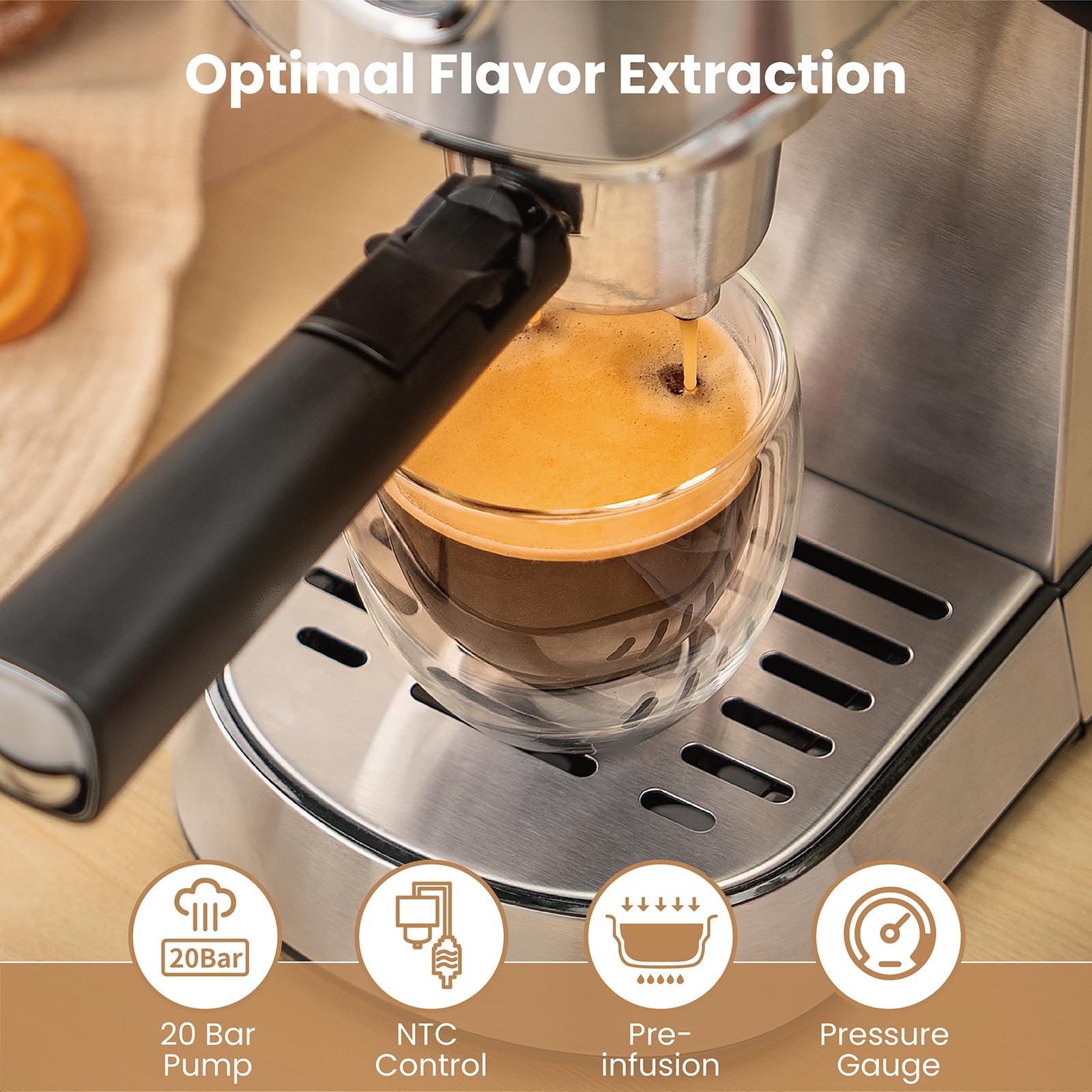 Gevi Commercial Espresso Machine for Nespresso Original Capsules & Ground Coffee - Professional Coffee Maker with Milk Frother for Cappuccino & Latte - Perfect for Home, Office & Coffee Shop Use