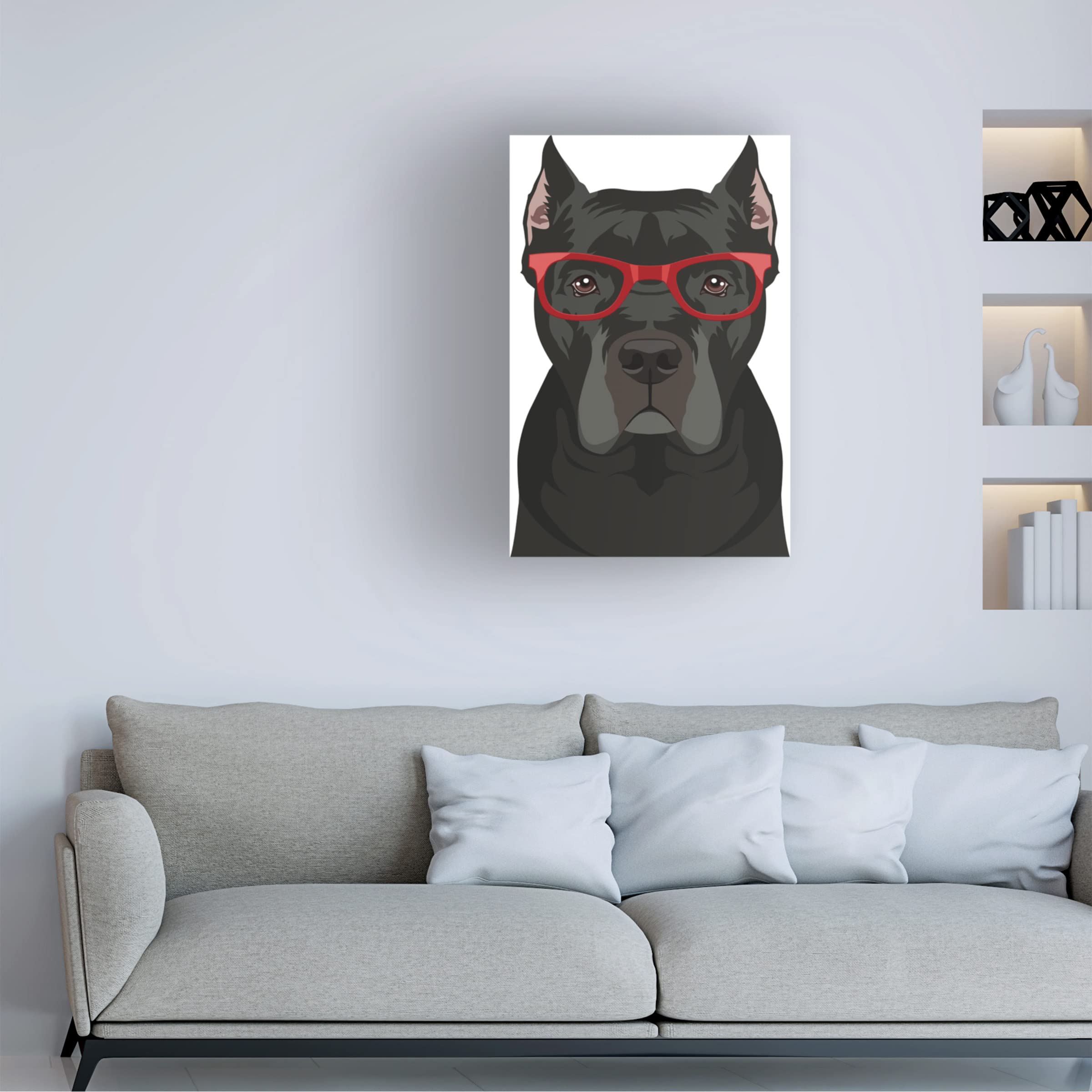 Trademark Fine Art 'Cane Corso Wearing Hipster Glasses' Canvas Wall Art Print - Modern Dog Portrait for Living Room, Bedroom & Office Decor
