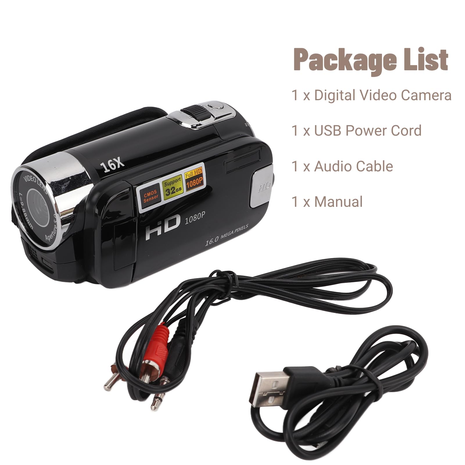 1080P HD Video Camera Camcorder - 16MP FHD Digital Vlogging Camera for YouTube, 16X Zoom with 2.7