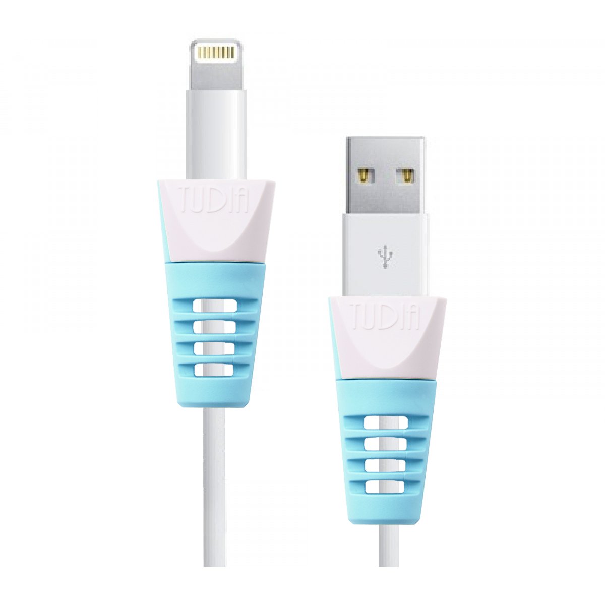 TUDIA Klip Snap-On Charging Cable Protector for iPhone iPad iPod - Blue | Durable Cord Saver for Home, Office & Travel Use