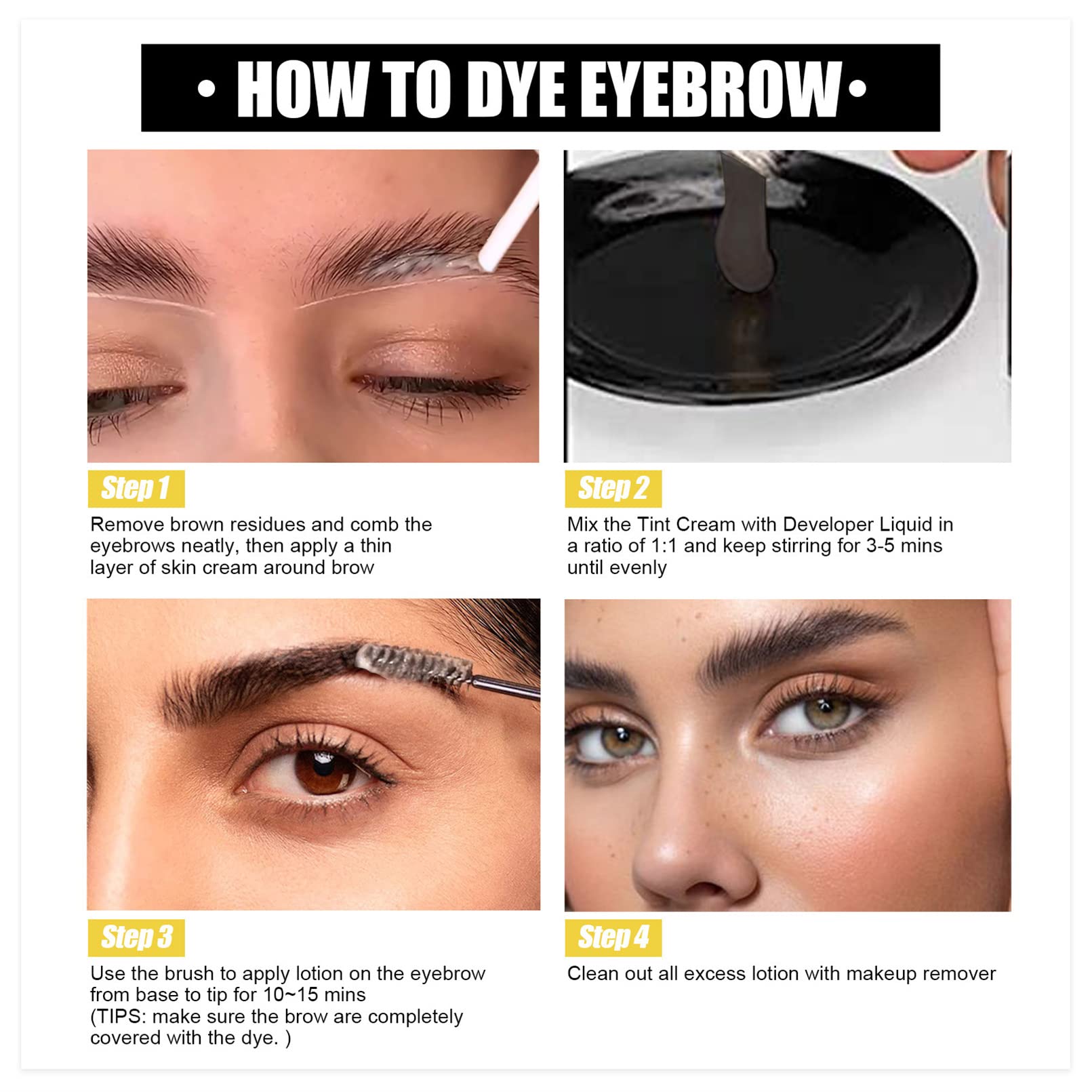 Professional Eyelash & Eyebrow Dye Kit - Long Lasting, Smudge Proof & Sweat Resistant Tinting Set for Salon & Home Use - Perfect for Lash Lift, Brow Tint & DIY Beauty Treatments
