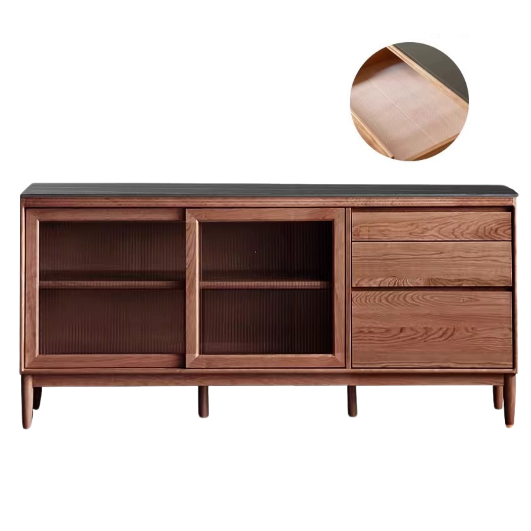 Oak Solid Wood Large Capacity Storage Sideboard - Rustic Buffet Cabinet for Dining Room, Living Room & Entryway Storage