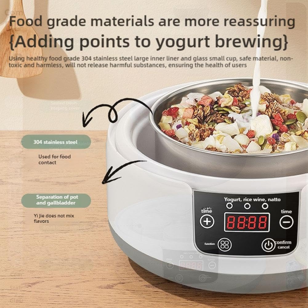 1.2L Automatic Probiotic Yogurt Maker Machine with Adjustable Temperature & Time Control - Healthy Homemade Yogurt in 8-12 Hours - Perfect Wellness Gift for Valentine's Day, Kitchen & Family Use