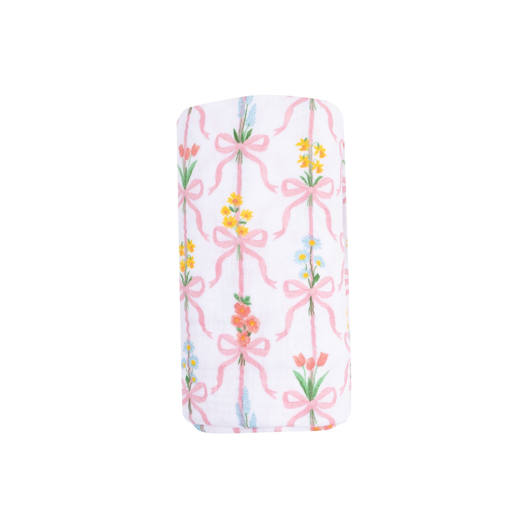 Soft Muslin Swaddle Blanket for Babies - Ribbon Bouquets Design, Breathable & Lightweight Baby Wrap for Newborns, Perfect for Swaddling, Nursing, Stroller & Photo Shoots