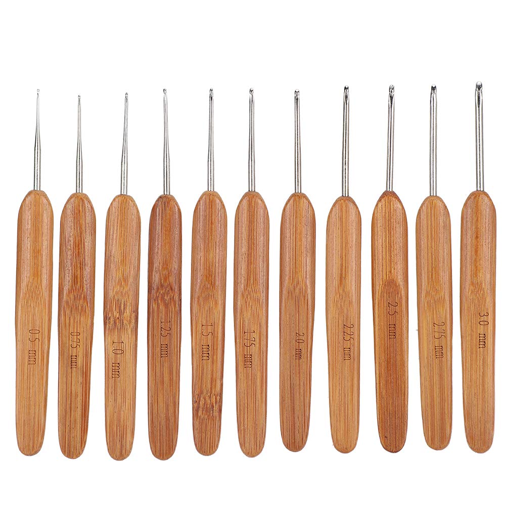 GLOGLOW 11-Piece Bamboo Crochet Hooks Set - Ergonomic Knitting Needles with Comfortable Bamboo Handles for Yarn Craft, DIY Sewing & Knitting Projects | Perfect for Beginners, Amigurumi, Blankets & Scarves