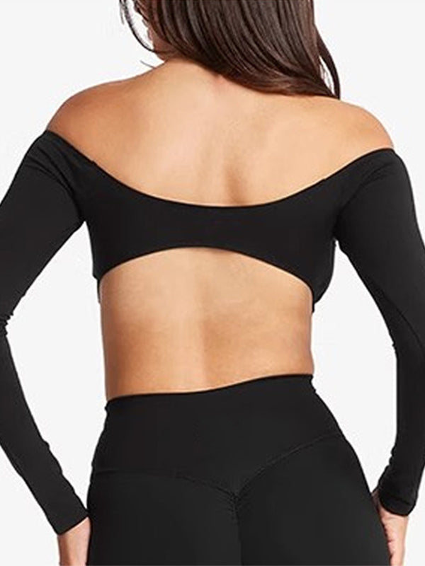ZASUWA Women's Sexy Solid Color Backless Stretchy Long Sleeve Bodycon Top for Clubwear, Date Night & Fashion Outfits
