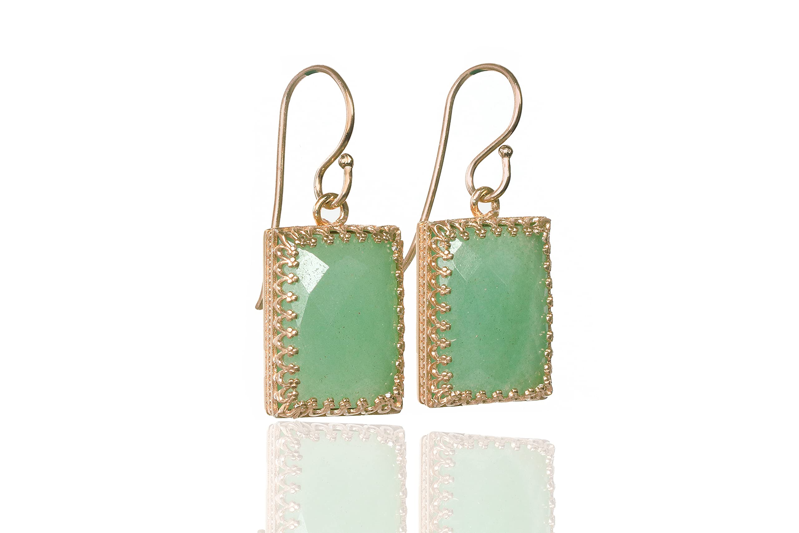 Vivid Green Aventurine Crystal Dangle Earrings - Handmade Gemstone Statement Jewelry with Gift Box - Perfect for Parties, Weddings & Special Occasions