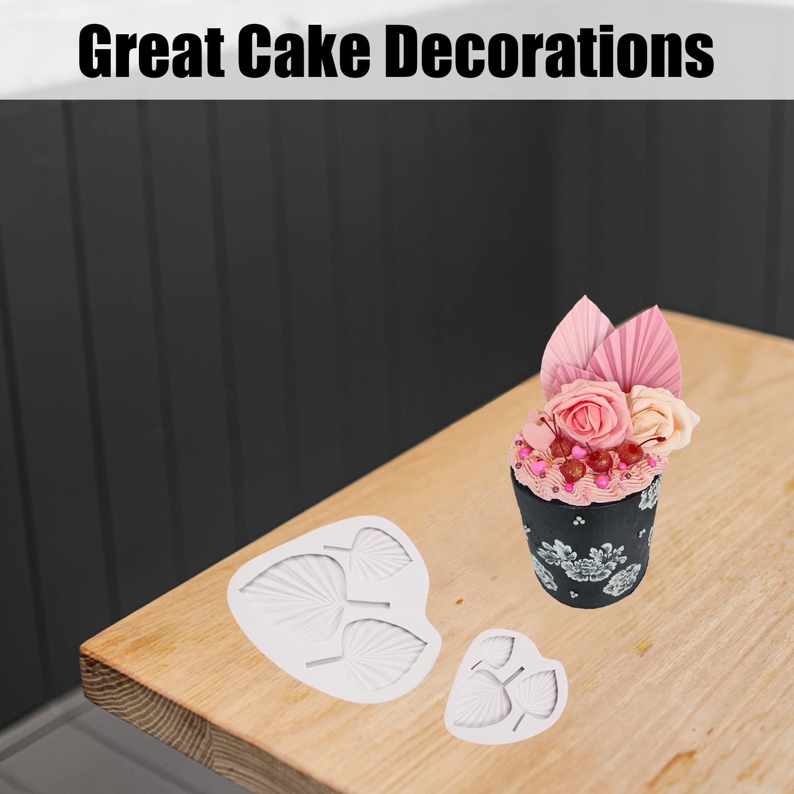 Boho Fondant Molds Silicone - 3D Fan Palm Leaf Shape Candy Chocolate Molds for Cupcake Toppers, Cake Decorations, Polymer Clay & Resin Crafts - Perfect for Boho Wedding, Birthday Party & DIY Home Decor
