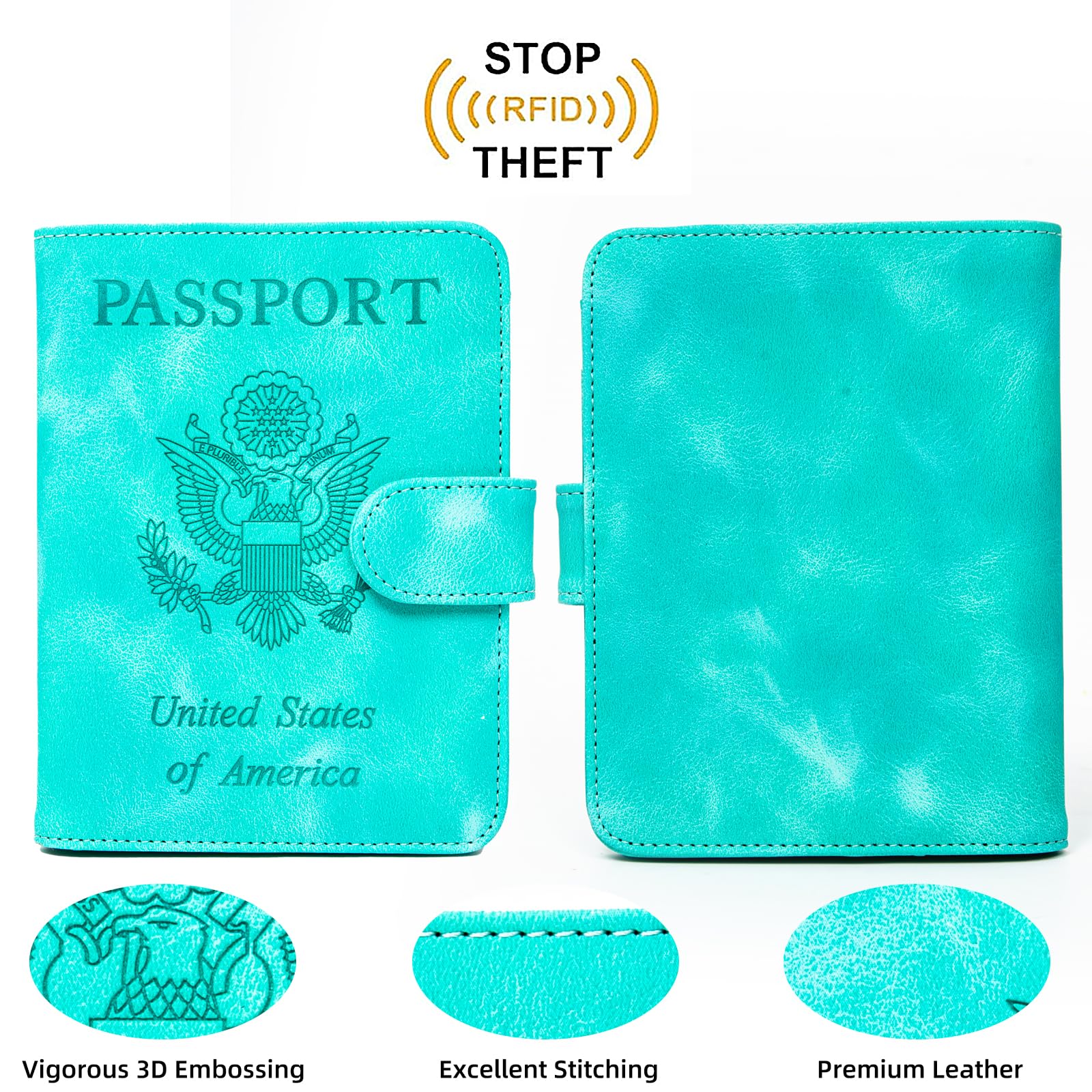 Premium RFID Blocking Passport Holder & Travel Wallet for Women & Men - Secure Aquamarine Passport Cover for International Travel - Perfect for Airports, Vacations & Business Trips