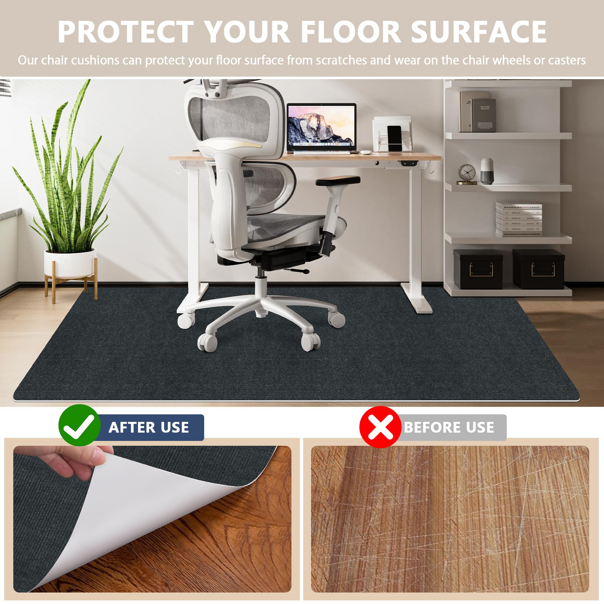 Premium Office Chair Mat for Hardwood & Tile Floors - 55