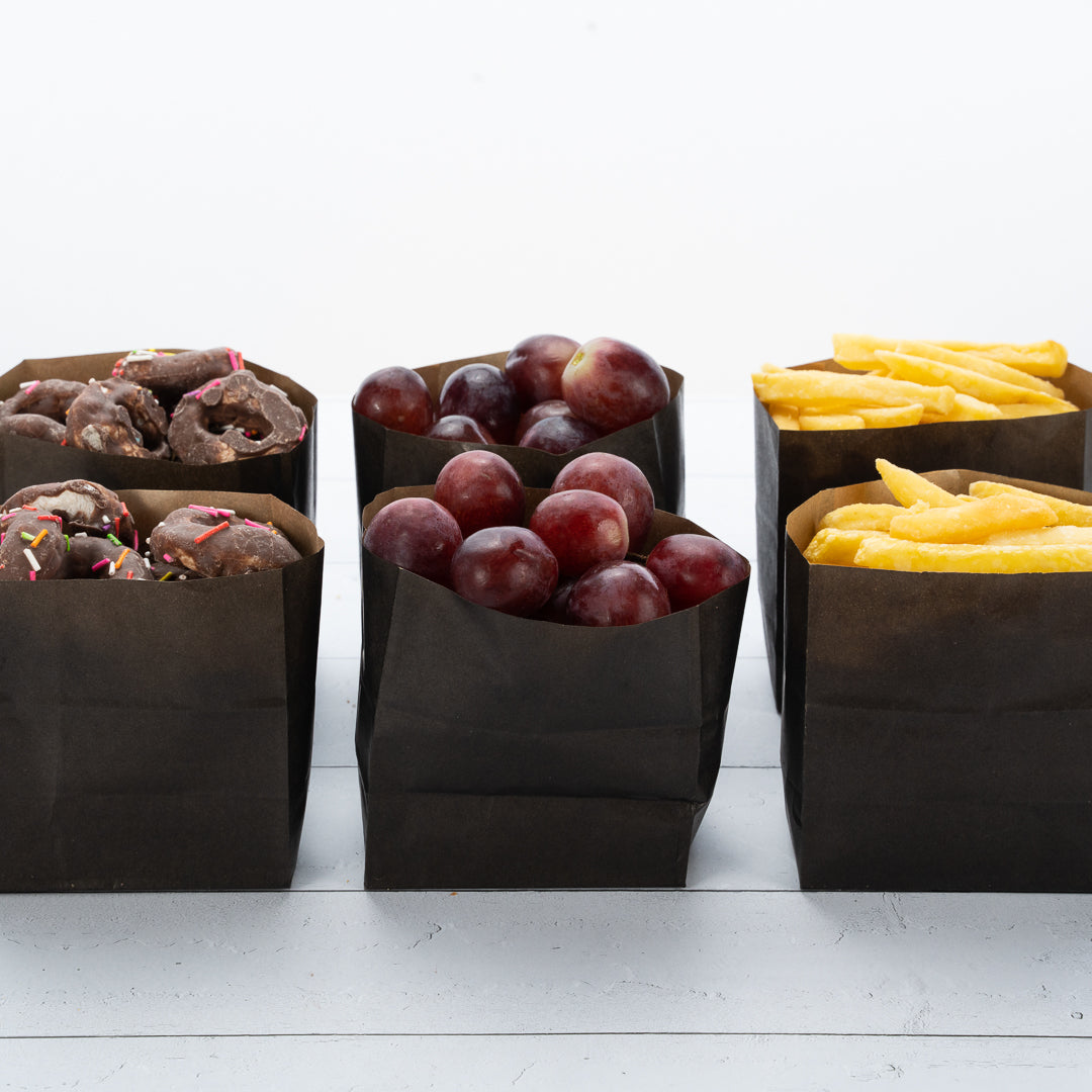Eco-Friendly Black Paper Snack Bags 4x2.25x3.75 Inches - 100 Count Bulk Pack for Parties, Picnics & School Lunches | Small Food Storage Bags | Disposable Snack Pouches