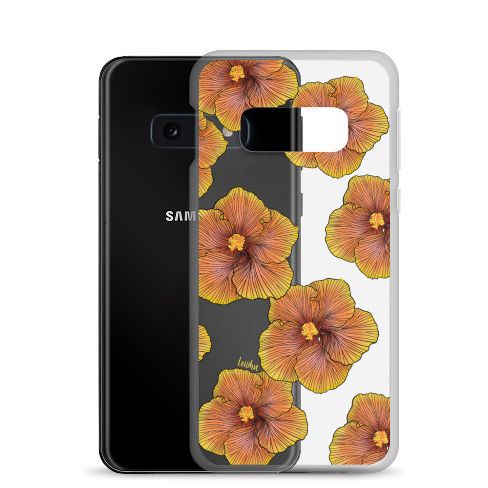 Sunrise Hibiscus Clear Phone Case for Samsung Galaxy - Slim Protective Cover for Everyday Use & Style
