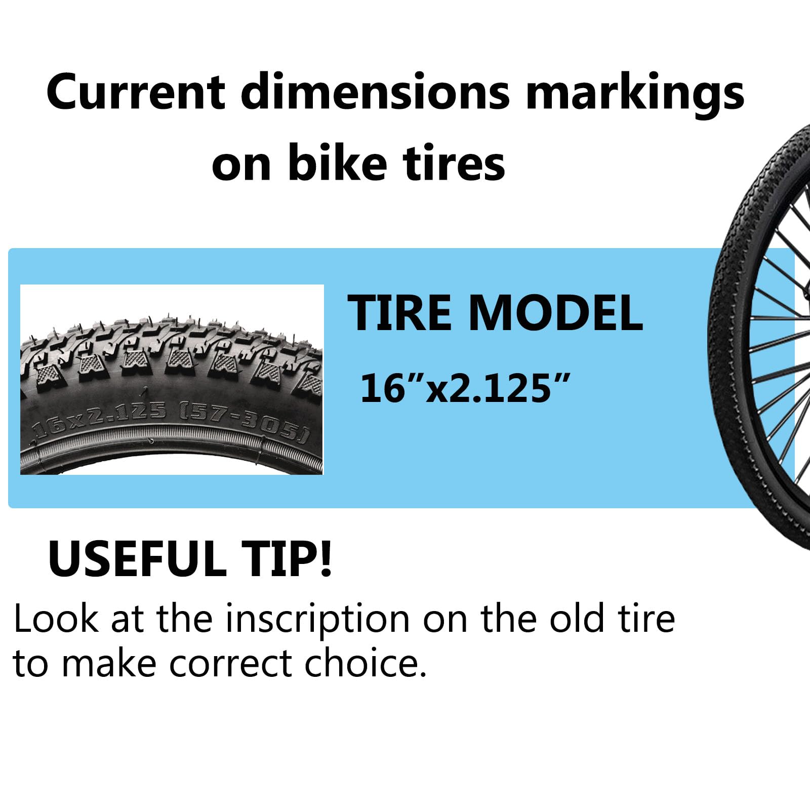 16 Inch BMX Bike Tire 16x2.125 (57-305) - Durable Bicycle Replacement Tyres for BMX, Folding & Road Bikes - Perfect for Stunt Riding, Commuting & Urban Cycling
