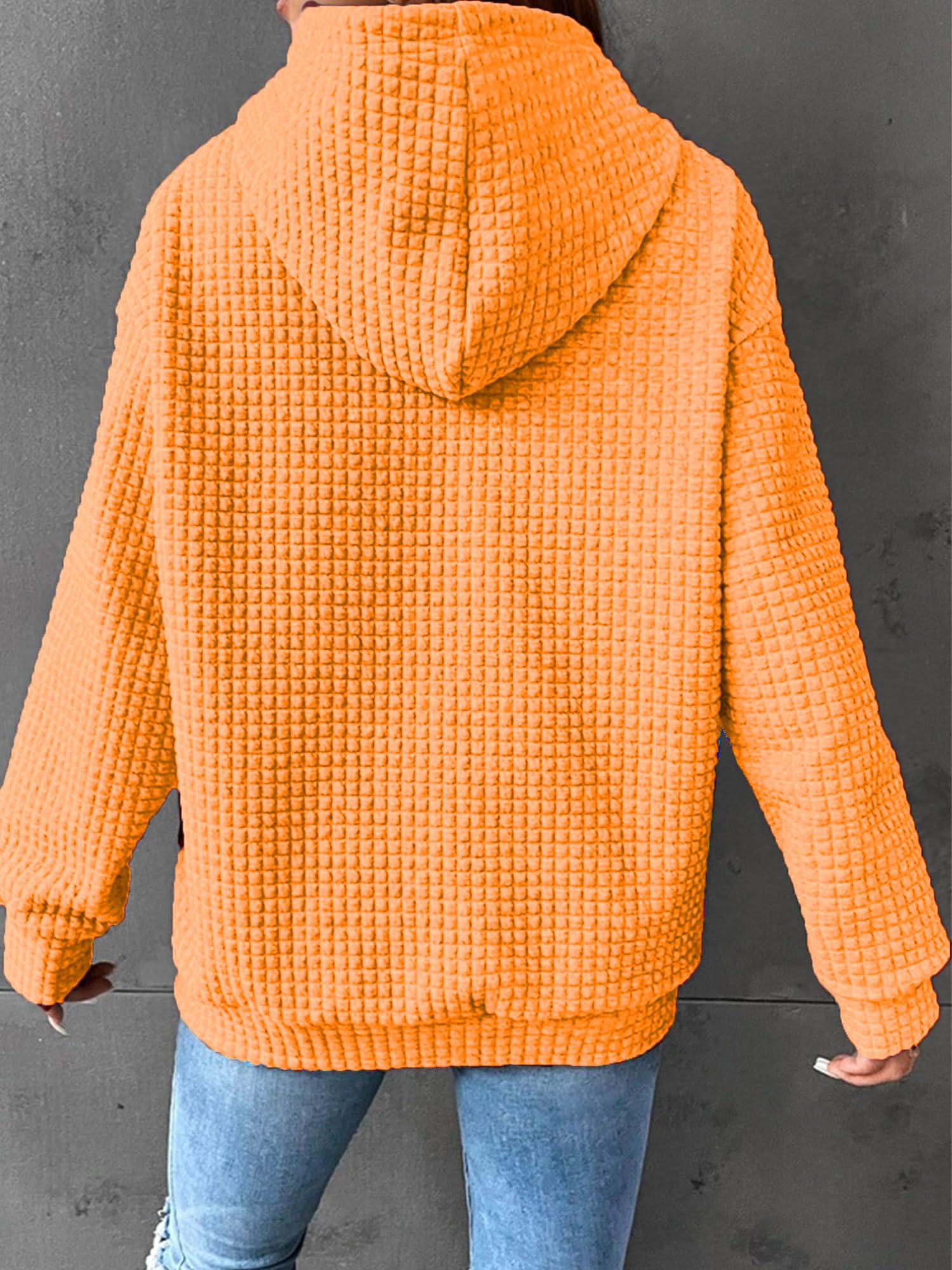 Women's Pullover Hoodie - Soft Waffle Knit Long Sleeve Sweatshirt with Pockets | Cozy Casual Wear for Fall & Winter | Perfect for Lounge, Travel & Outdoor Activities