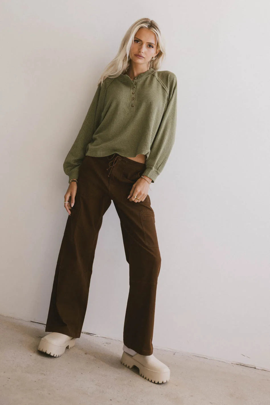 Kami Henley Top in Olive Green - Women's Casual Button-Up Shirt for Everyday Wear | Perfect for Work, Dates & Outings | FINAL SALE