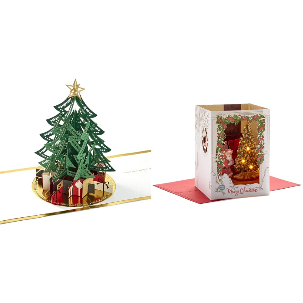 Hallmark Signature Paper Wonder Pop Up Christmas Card - Christmas Tree Design & Musical Santa Claus Card with Lights (Plays O Christmas Tree) | Perfect for Holiday Greetings, Gift Exchanges & Festive Home Decor