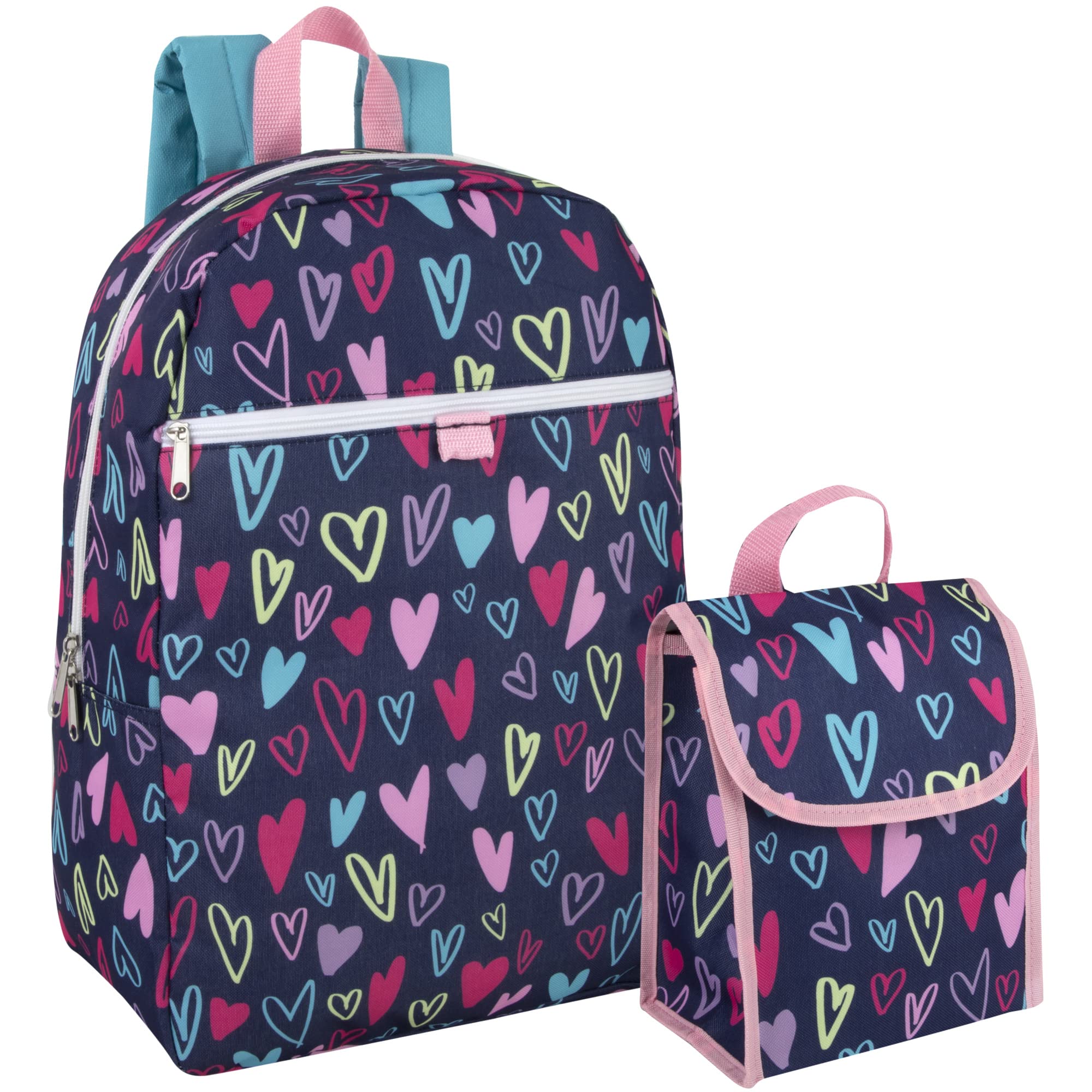 **Happy Hearts Girls Backpack Set with Lunch Bag - Durable Elementary & Middle School Backpack for Kids - Perfect for School, Travel & Outdoor Adventures**