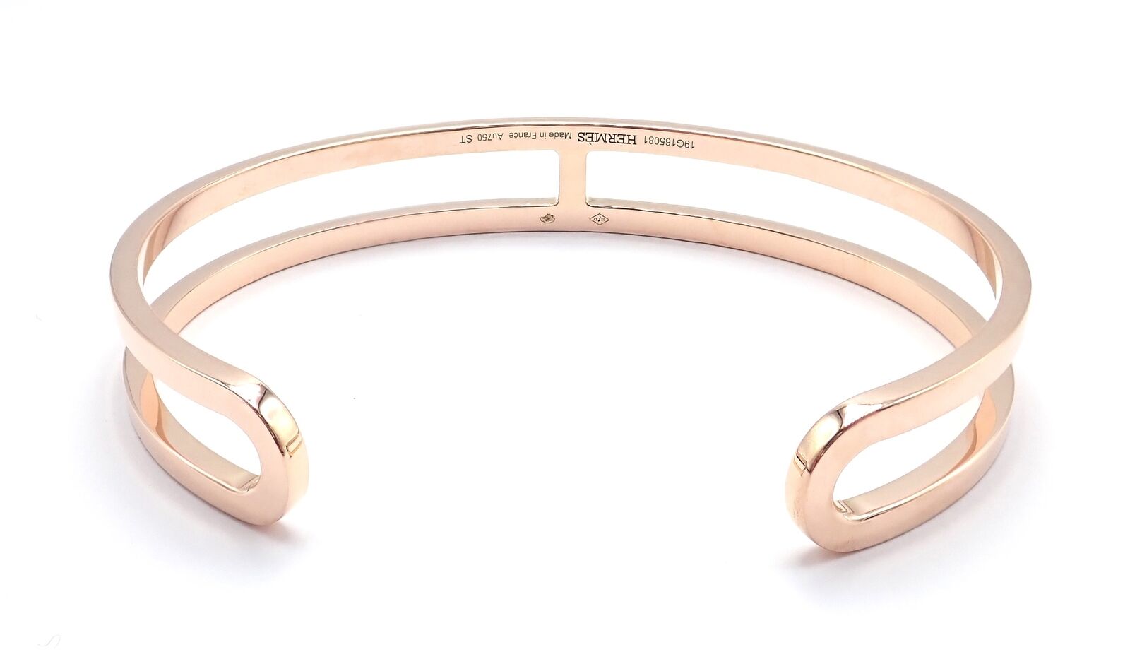Authentic Hermes 18k Rose Gold H Open Cuff Bangle Bracelet - Luxury Jewelry for Women, Elegant Gift for Birthday, Anniversary & Special Occasions