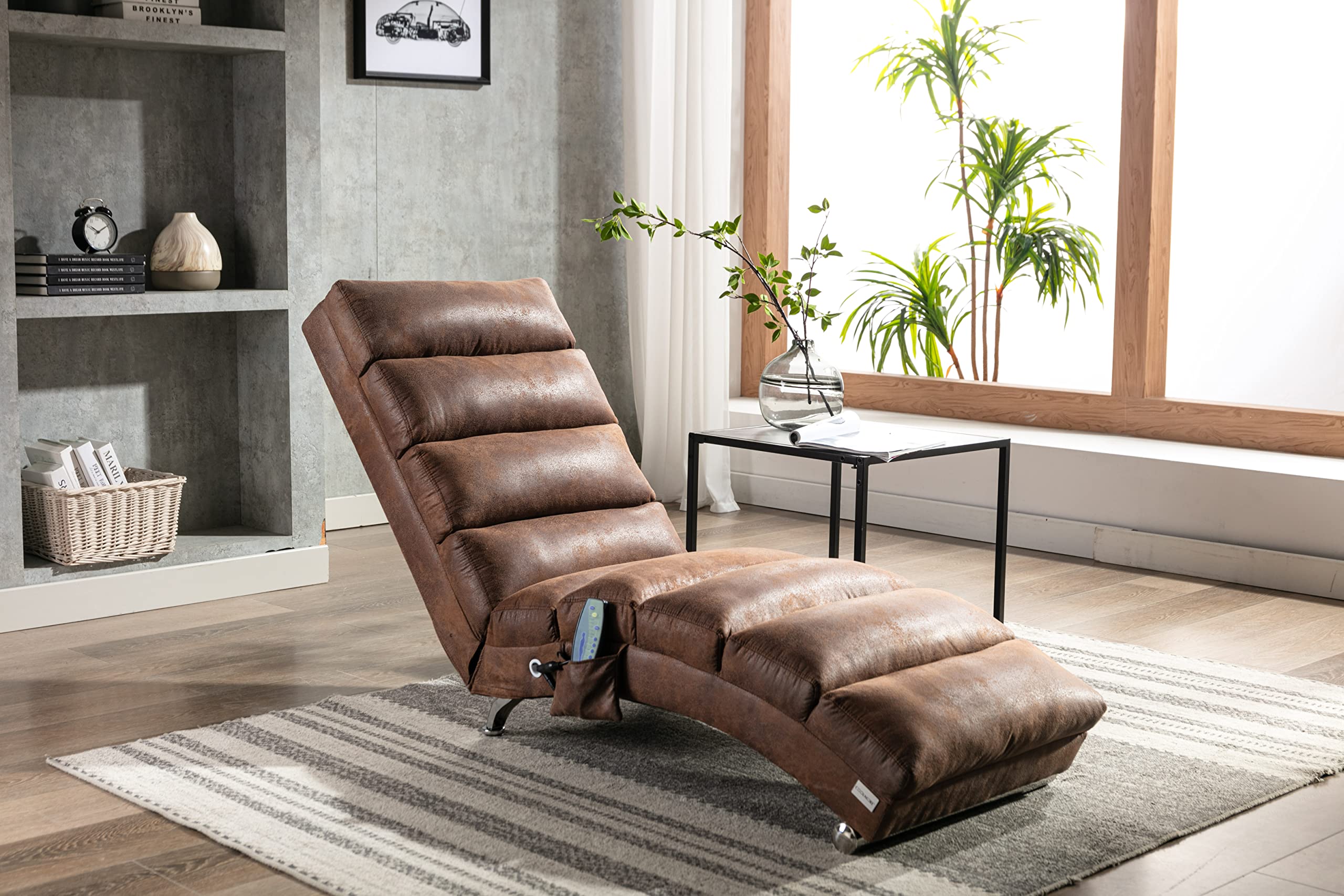 Modern Electric Recliner Chair - Chaise Lounge Indoor Sofa with Upholstered Comfort for Living Room & Office | Relaxing Lounger for Reading, Napping & TV Watching (Coffee/Linen Options)