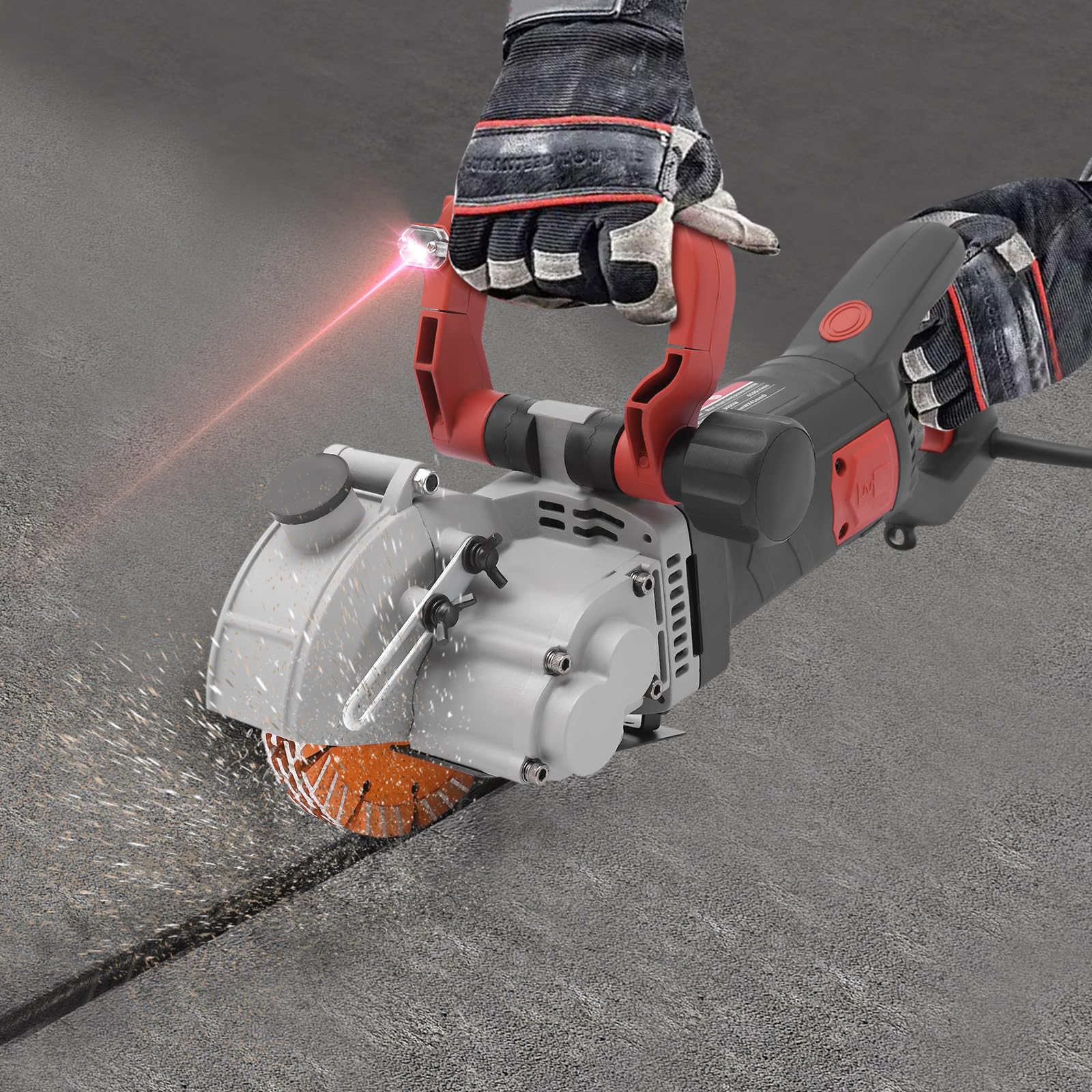 4800W Electric Wall Chaser Concrete Cutter - 5 Blades Handheld Groove Cutting Machine with 1.65