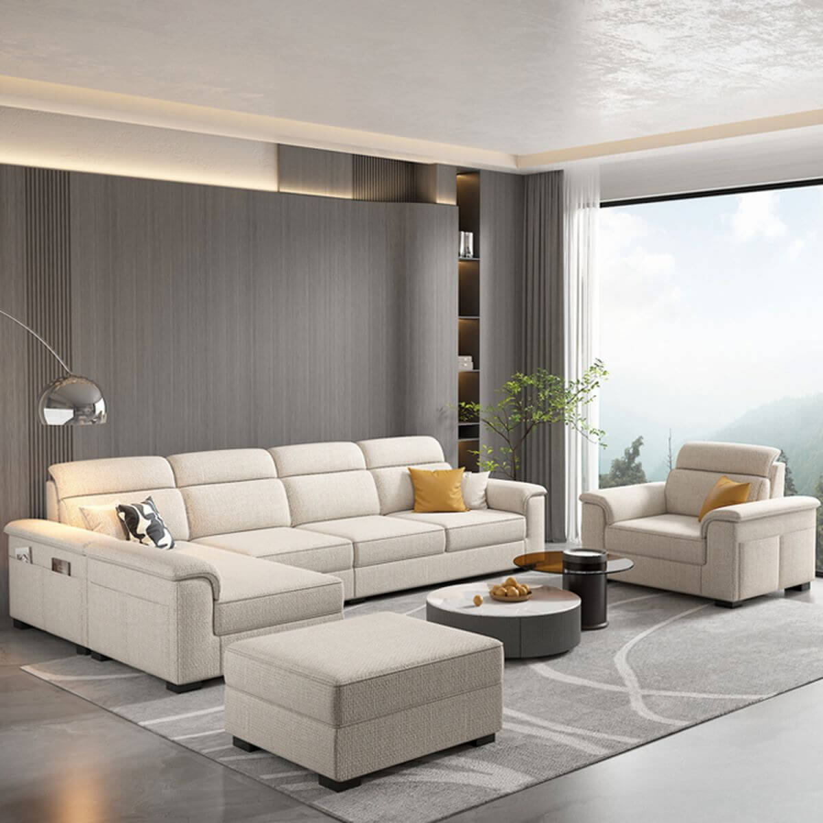 L-Shaped & Straight Sofa Chaise Couch with Concealed Support & Pine Wood Frame - Perfect for Living Room, Lounge, and Home Theater Seating