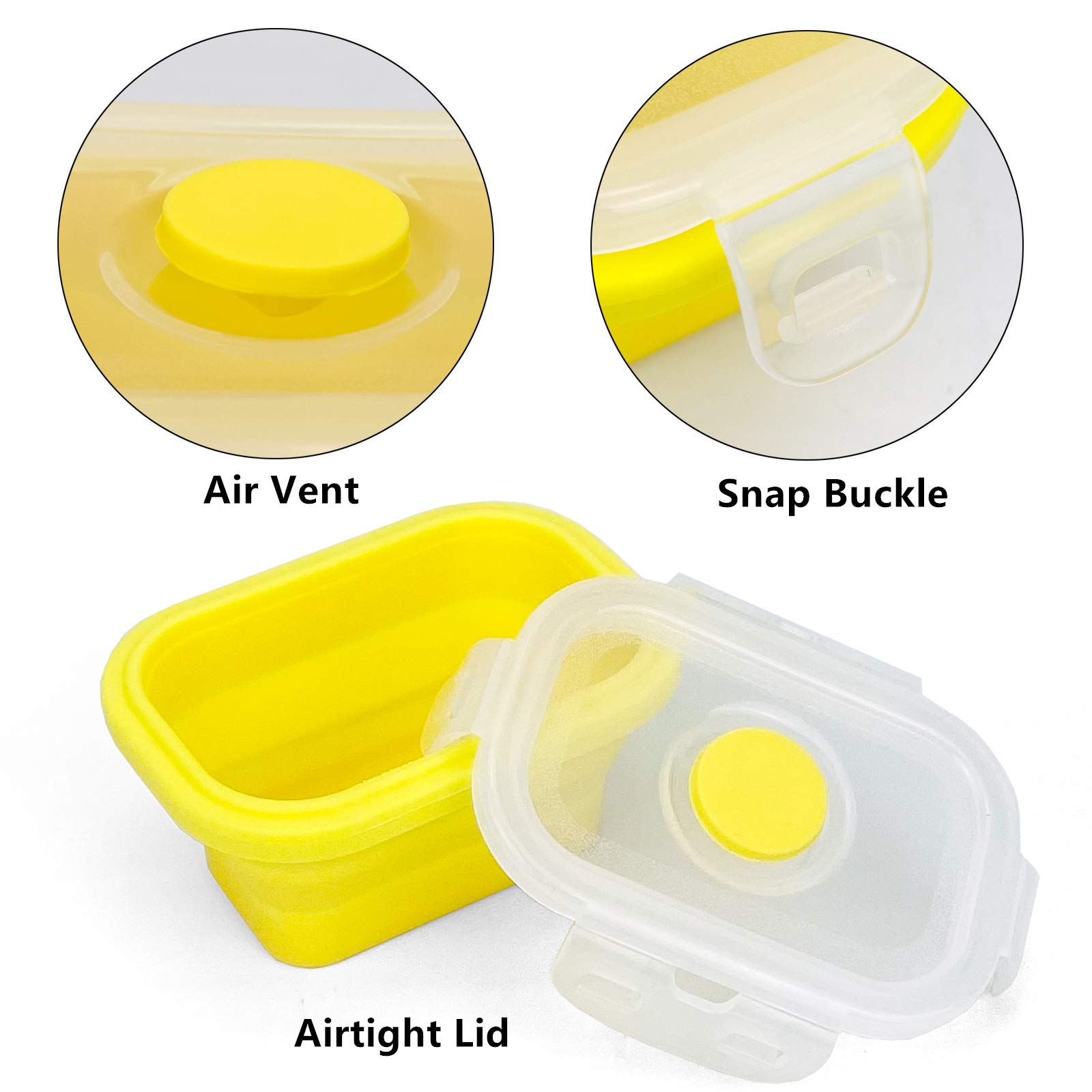 CCyanzi 4-Pack Collapsible Silicone Food Storage Containers with Lids - 150ml Leakproof & Microwave Safe - Perfect for Meal Prep, Freezer Storage & On-the-Go Lunches