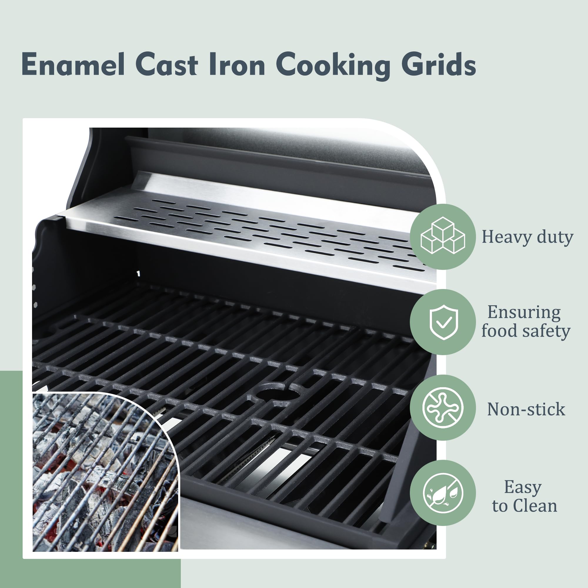 4 Burner Propane Gas BBQ Grill - Stainless Steel Outdoor Grill with Enameled Cast Iron Grids & Rectangular Griddle - 46,790 BTU (3+1 Burner) - Perfect for Patio, Garden, Backyard, Camping & Tailgating Parties