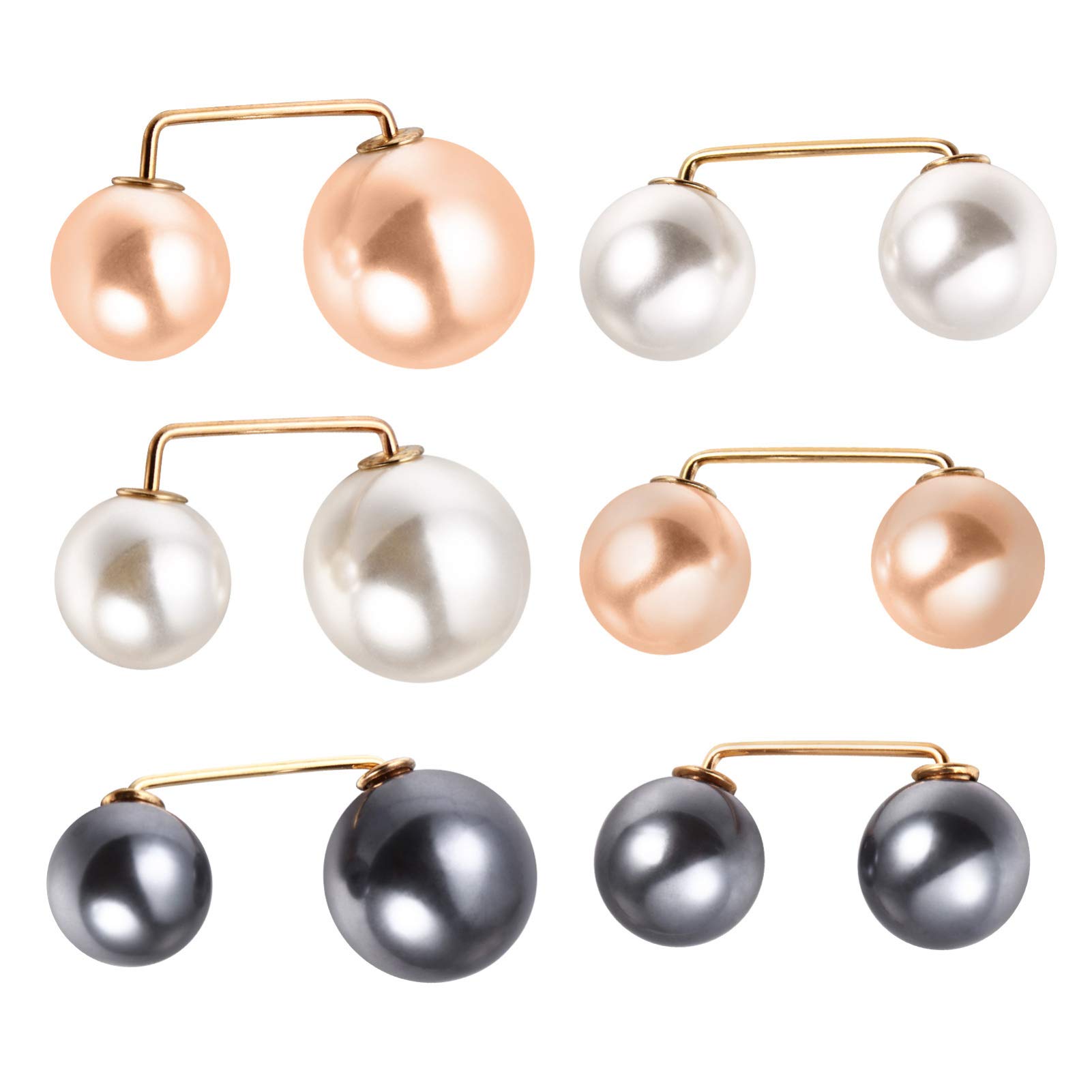6Pcs Elegant Artificial Pearl Brooch Pins for Wedding Dress Neckline, Sweater Shawl, Skirt & Party Decor - Vintage Style Safety Pins for Women's Fashion Accessories - Perfect for Bridal, Prom & Formal Occasions