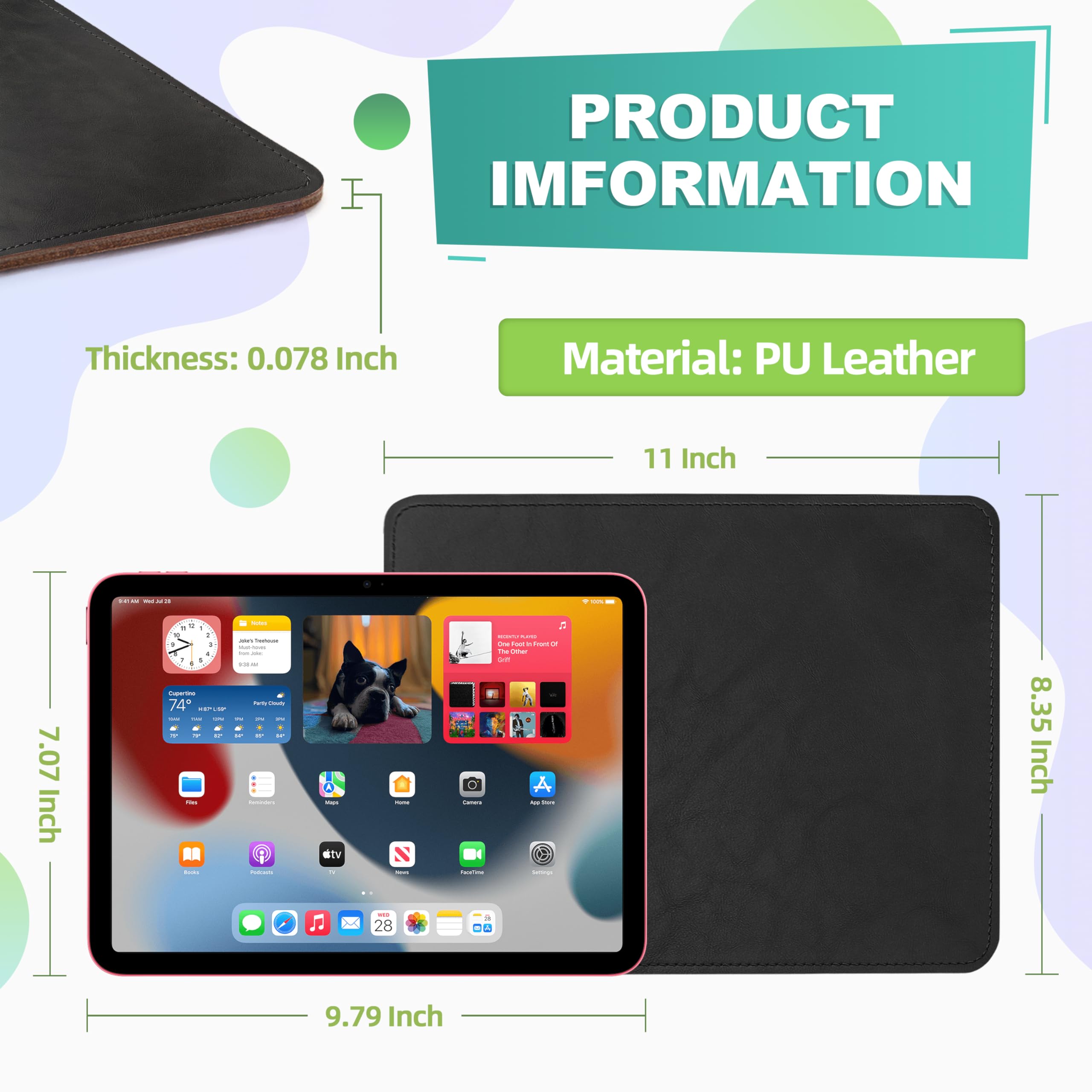 Premium PU Leather Mouse Pad with Stitched Edge - Non-Slip Microfiber Base, Waterproof Desk Mat for Computer & Laptop (8x11 Inch, Caramel Black) - Perfect for Office, Gaming & Home Workspace