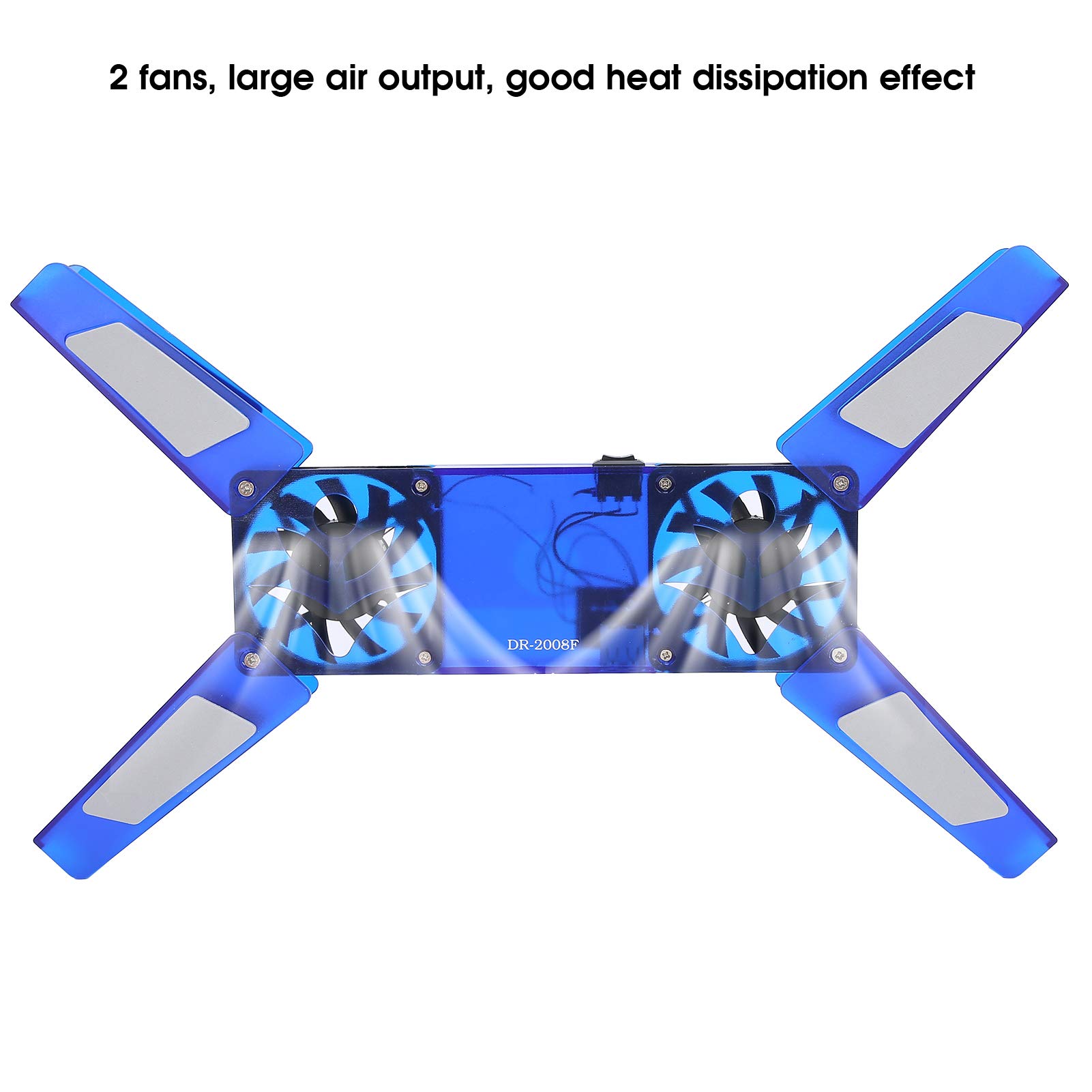 Laptop Cooling Stand with 2 Fans, Foldable USB-Powered Laptop Cooler Pad, Blue Computer Cooling Fan for Enhanced Performance and Gaming
