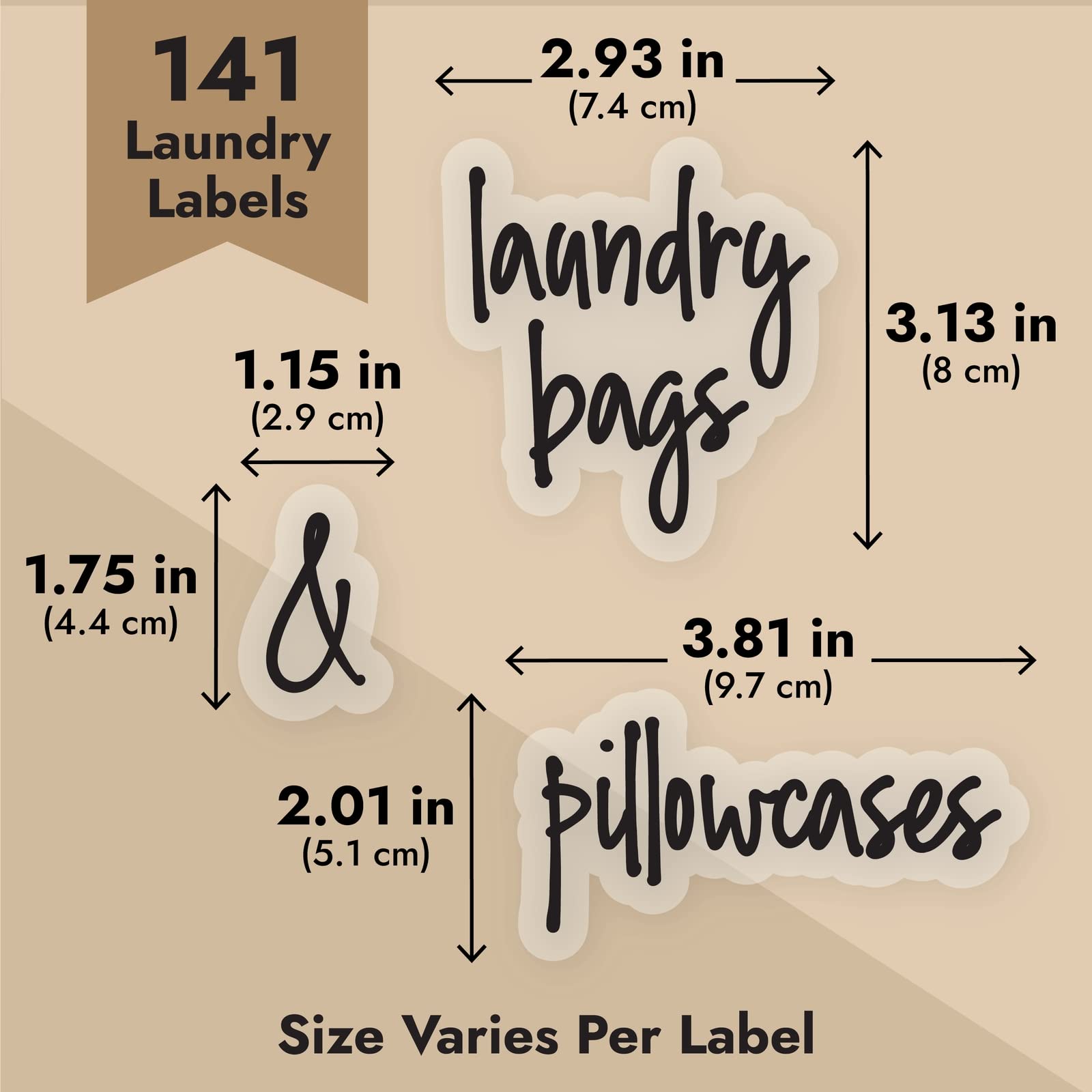 Talented Kitchen 141 Preprinted Black Script Laundry Labels - Water Resistant Stickers for Jars, Containers, Linen Closet & Bathroom Organization | Perfect for Cleaning Supplies, Pantry Storage & Home Organization