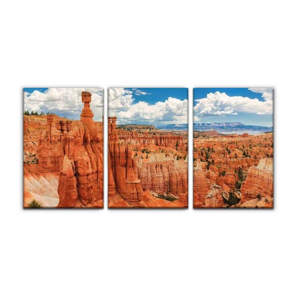 Stunning Bryce Canyon National Park Canvas Art - 3-Piece Framed Oil Painting Wall Decor (16x24 Inches) for Living Room, Bedroom & Office - Utah Landscape Artwork