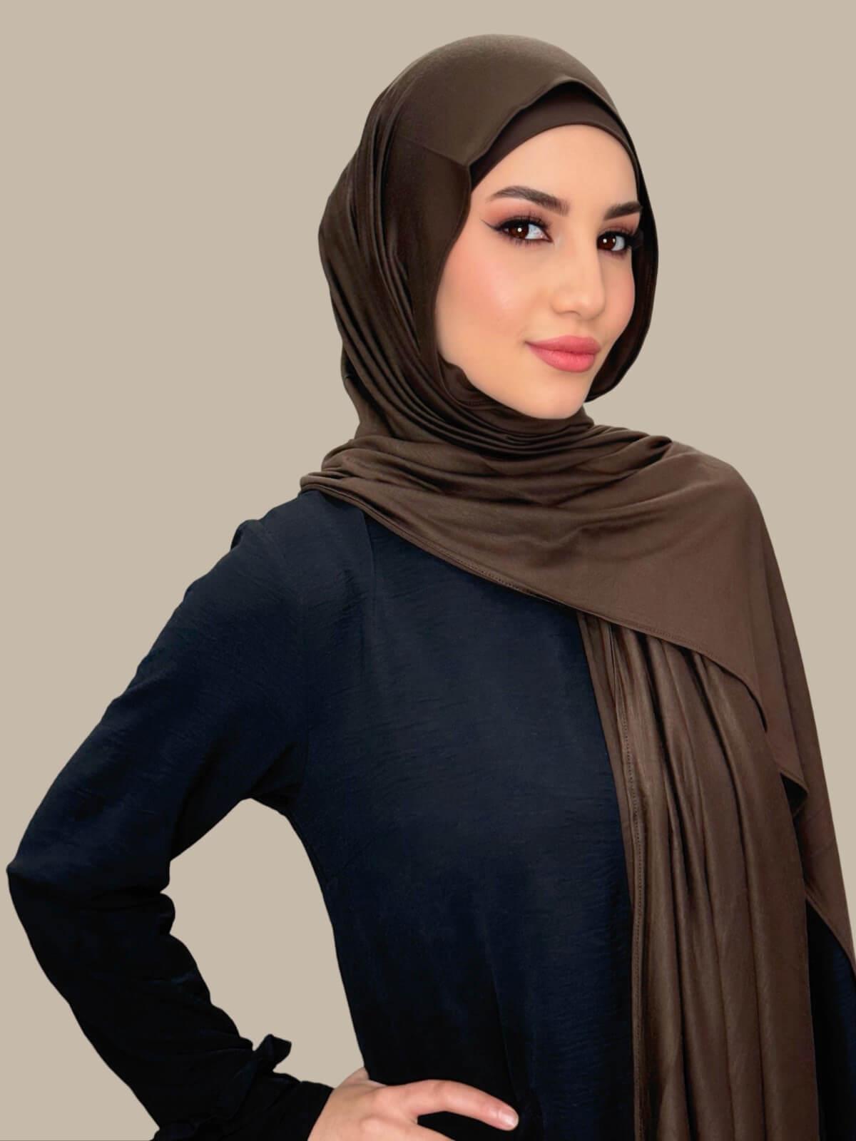 Premium Jersey Hijab Scarf - Soft & Breathable Chocolate Brown - Perfect for Everyday Wear, Work, and Special Occasions