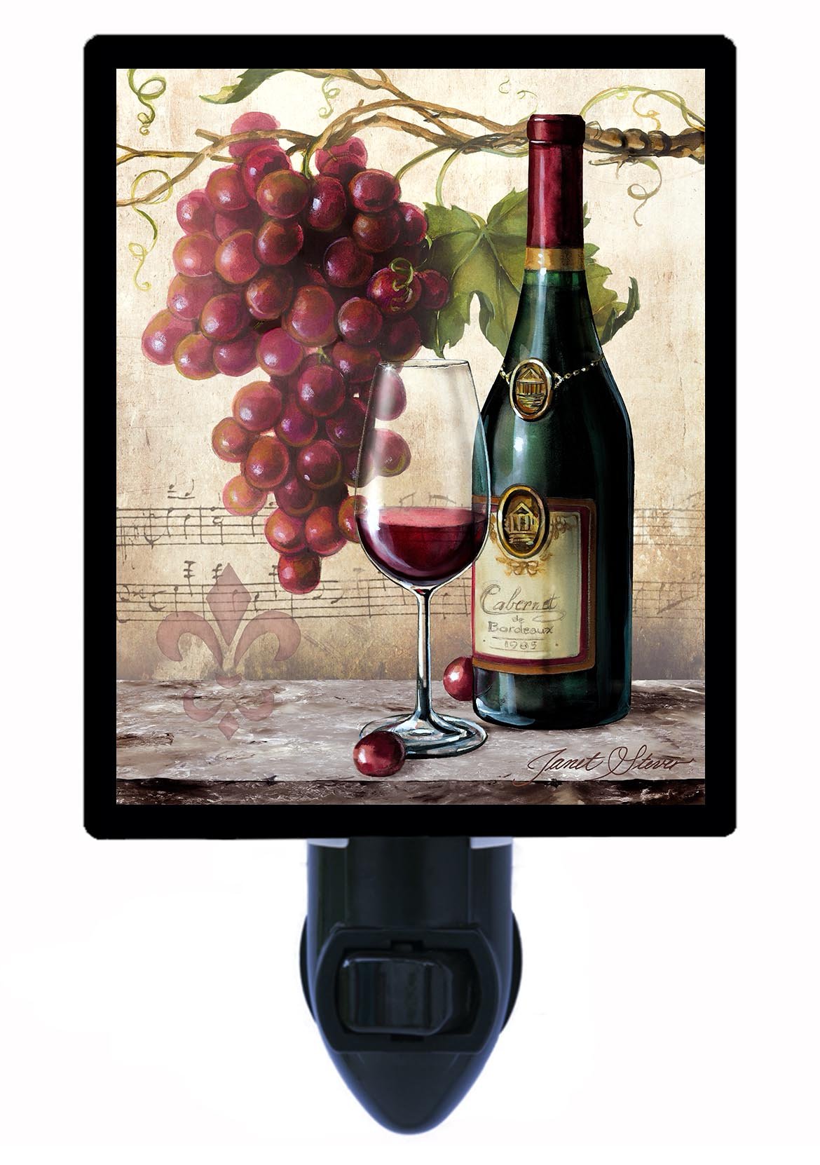 Vin Rouge Riche Wine Grapes LED Night Light for Kitchen - Soft Glow Nightlight for Bedroom, Nursery, Hallway & Bathroom