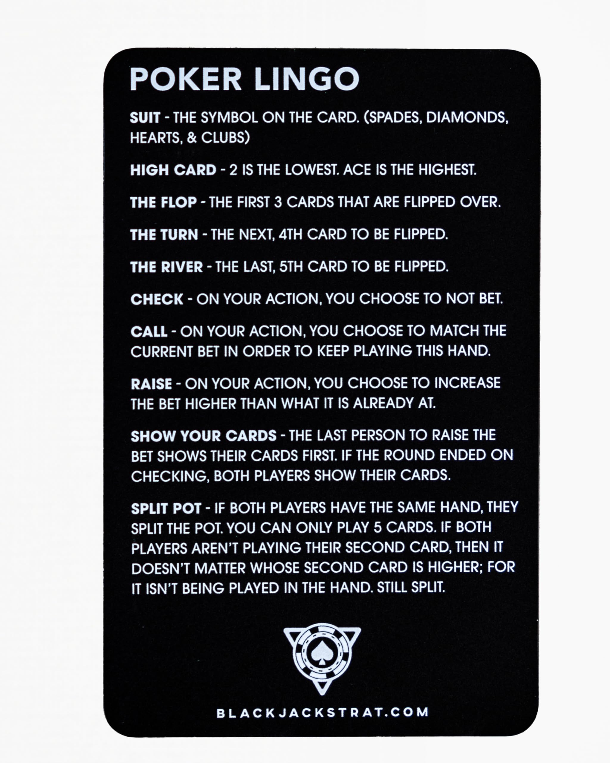 Stainless Steel Texas Hold 'Em Poker Hand Rankings Card - Metal Poker Hand Chart for Casino Games, Home Poker Nights & Poker Tournaments