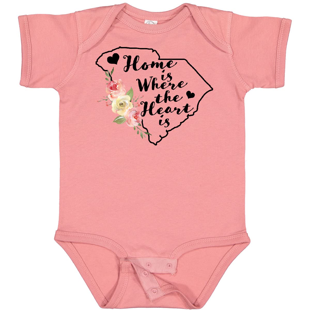 Inktastic South Carolina Home is Where The Heart is Baby Bodysuit - Soft Cotton Infant Onesie for Newborns & Toddlers - Perfect for Family Photos, Holidays & State Pride Gifts