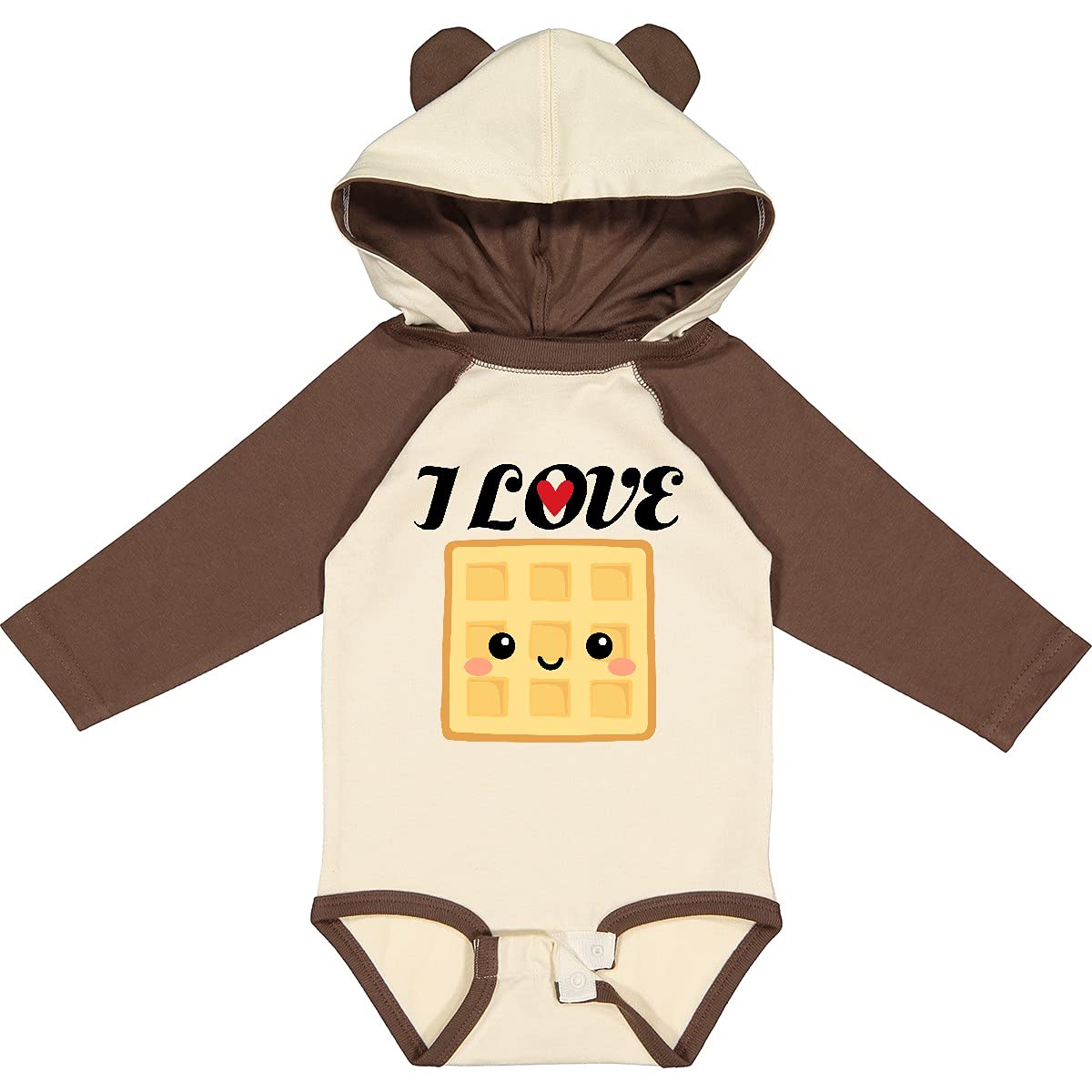Inktastic Waffle Lover - I Love Waffles Long Sleeve Baby Bodysuit | Cute & Comfortable Infant Romper for Boys & Girls | Perfect for Breakfast, Family Photos & Playtime