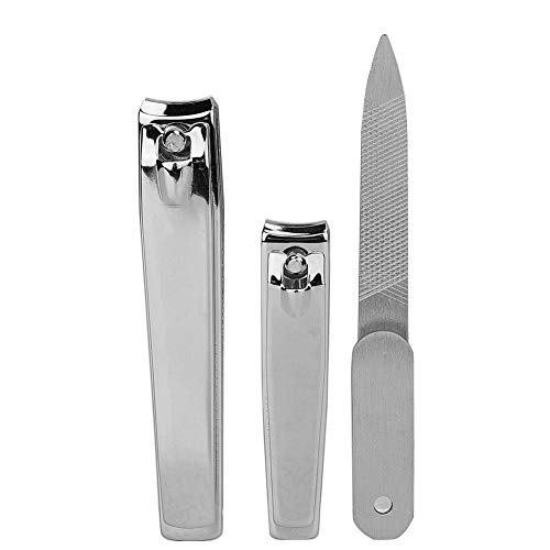 3Pcs Stainless Steel Nail Clipper Set with Nail File - Professional Nail Trimmer for Fingernails & Toenails - Perfect for Home, Travel, and Salon Use