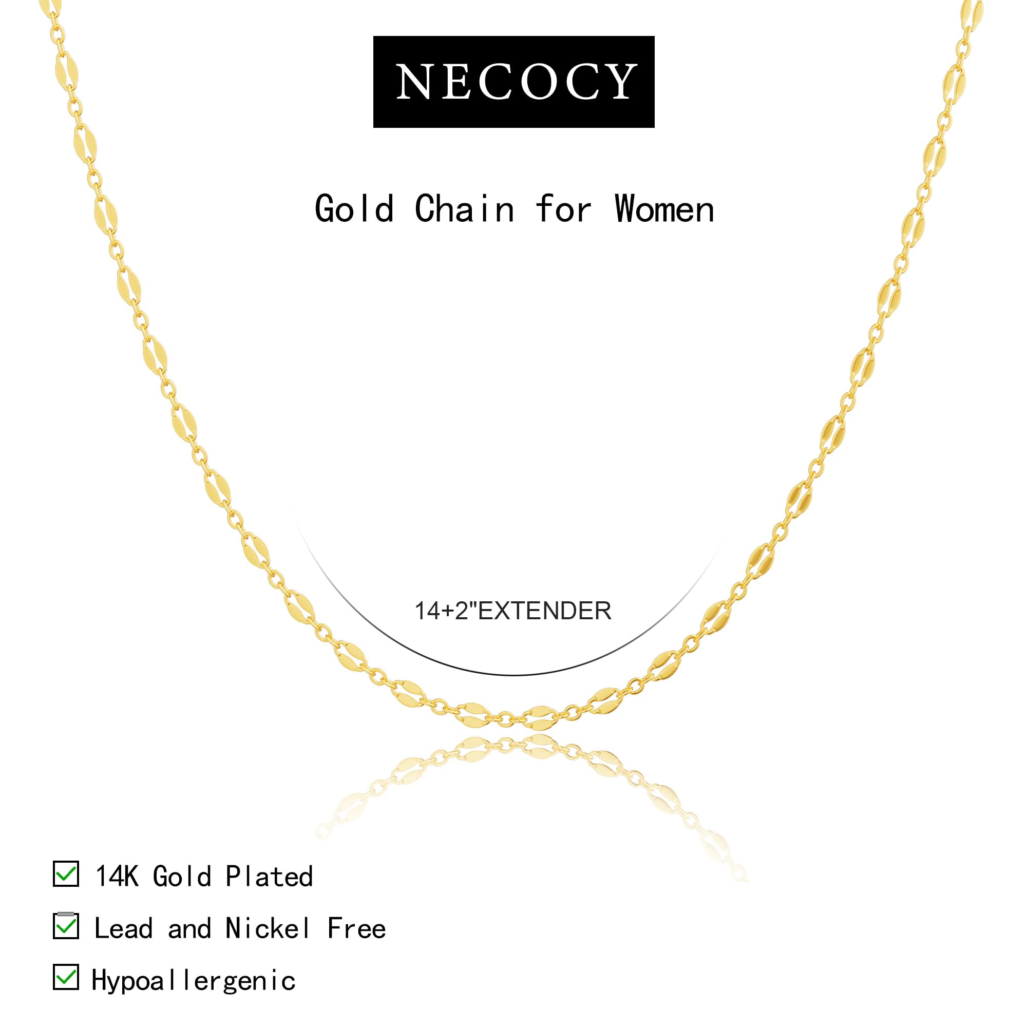 14K Gold Plated Herringbone Necklace for Women - Dainty Layered Snake Chain Choker, Trendy Chunky Stackable Gold Jewelry Gift for Her | Perfect for Everyday Wear, Date Nights & Special Occasions