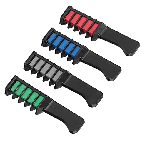 4pcs Temporary Hair Chalk Comb Set - Safe & Mild Hair Color for Parties (Grey, Rose Red, Blue, Dark Fluorescent Green) | Perfect for Bar Nights, Friends Gatherings & Festive Events