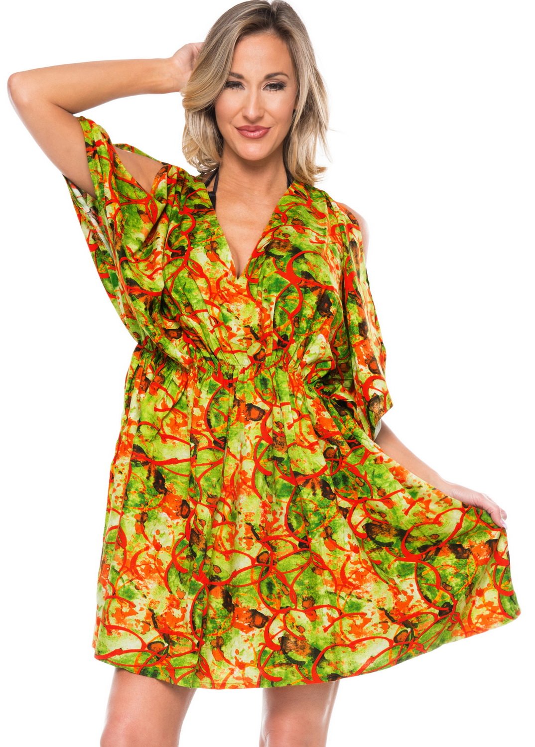 LA LEELA Plus Size Women's Beach Cover Up Dress - 2X-3X Shamrock Green Swimwear Coverup for Summer & Fall | Lightweight Swim Dress for Pool, Beach Vacation & Resort Wear
