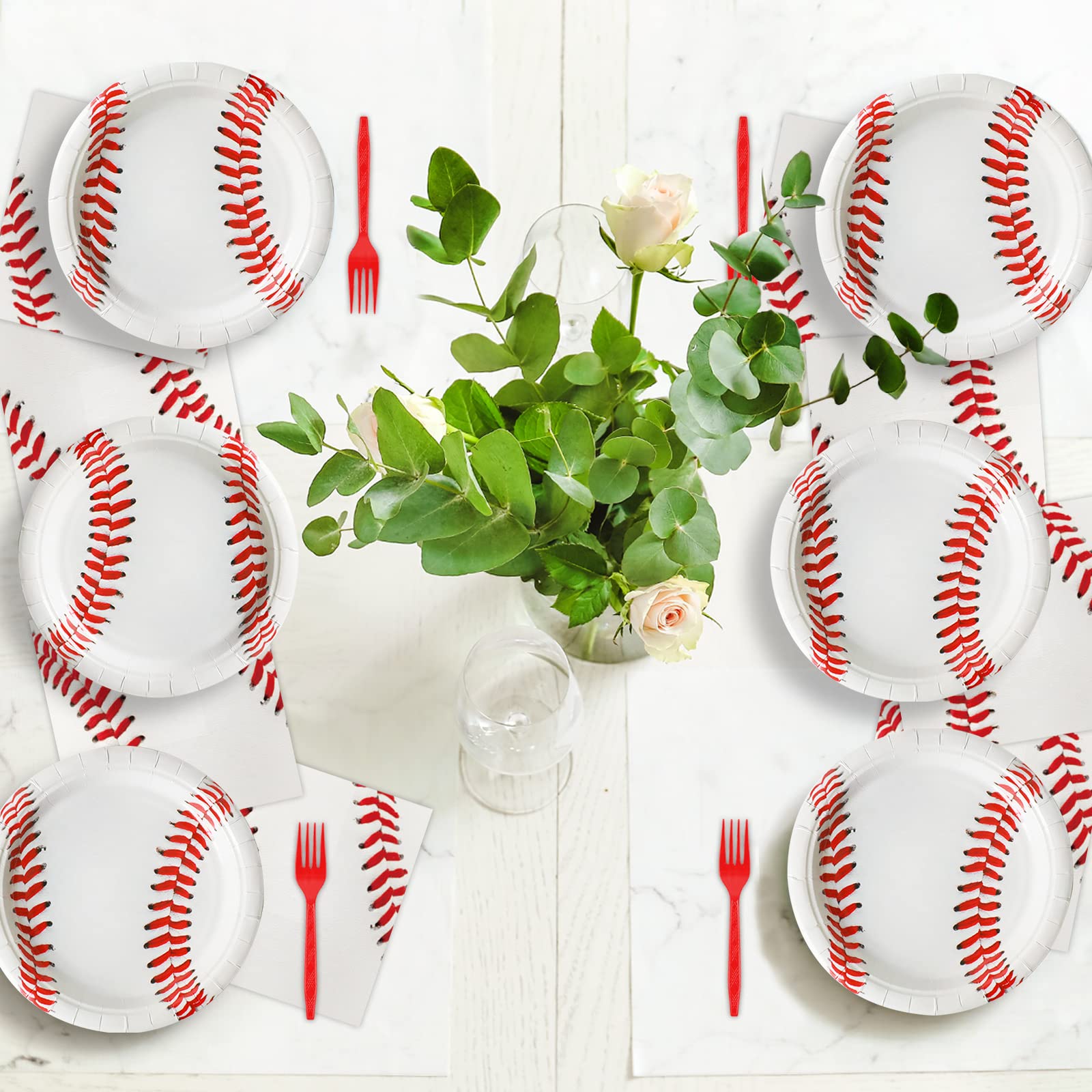 48 Pcs Baseball Themed Disposable Paper Plates - Party Supplies for Birthday, Baby Shower & Sports Events - Cake & Dessert Tableware with Baseball Decorations - Perfect for Sports Fans & Boys Parties