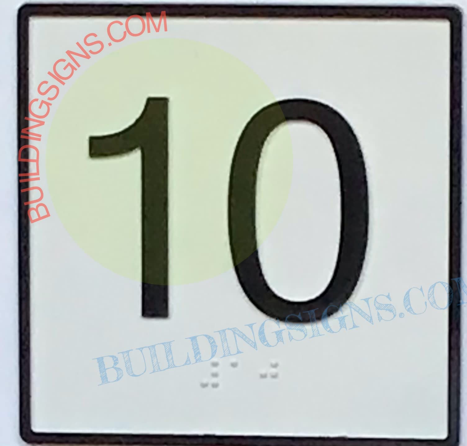 10th Floor Elevator Sign - Cast Iron JAMB Plate with White Background (4x4 Inch) - Durable & Stylish for Office, Hotel & Apartment Buildings